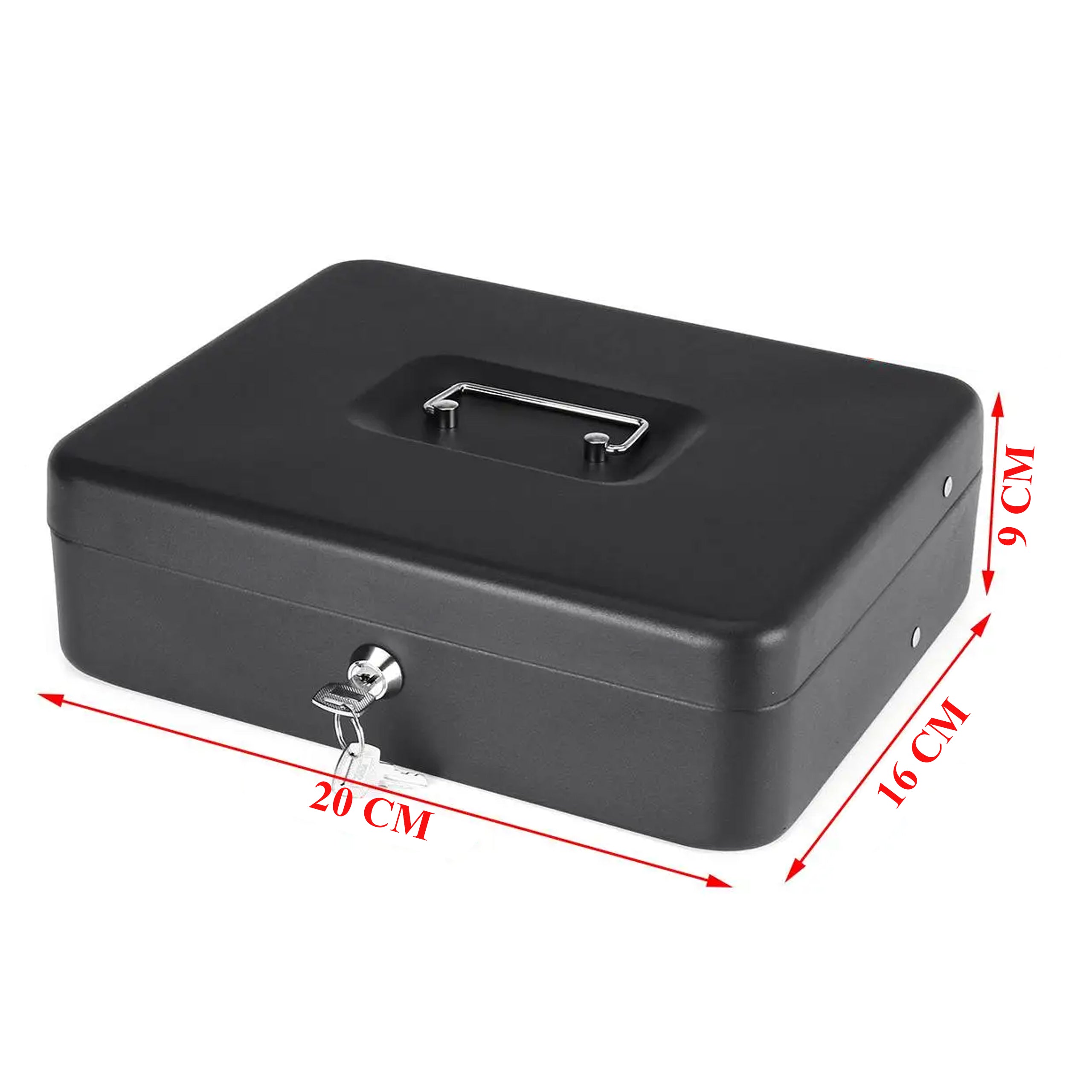 Metal Cash Box with Key Lock for Coins and Banknotes