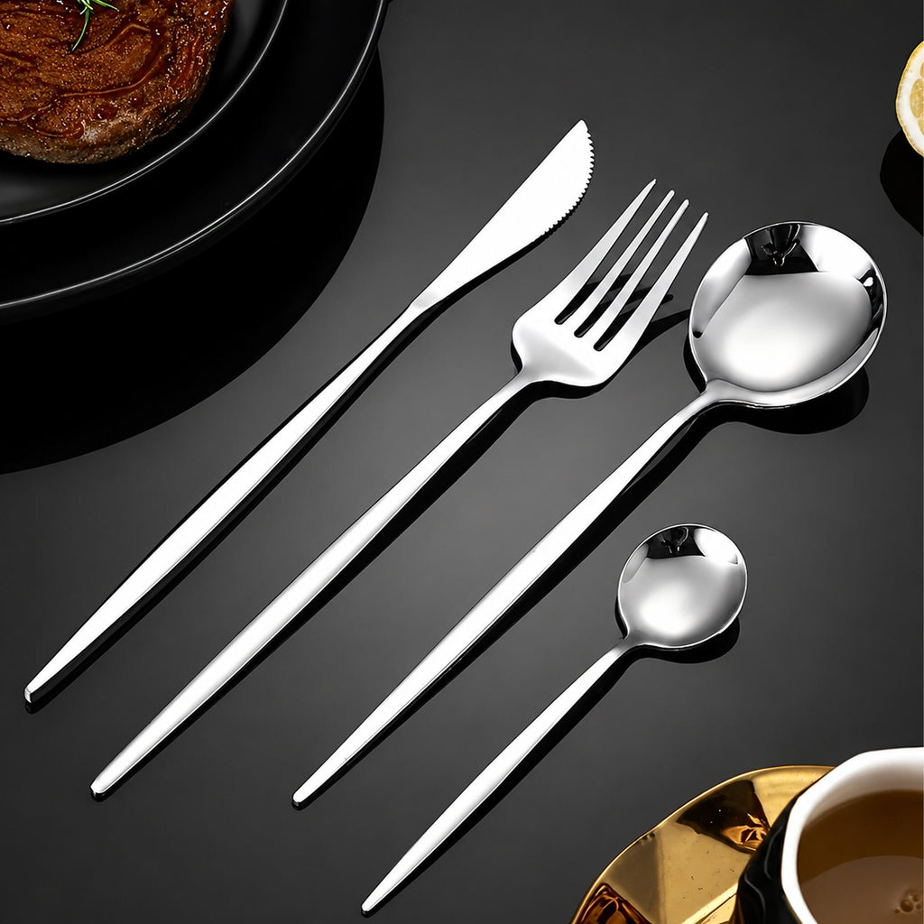 24-Piece Cutlery Set for 6 People with Glossy Finish and Box