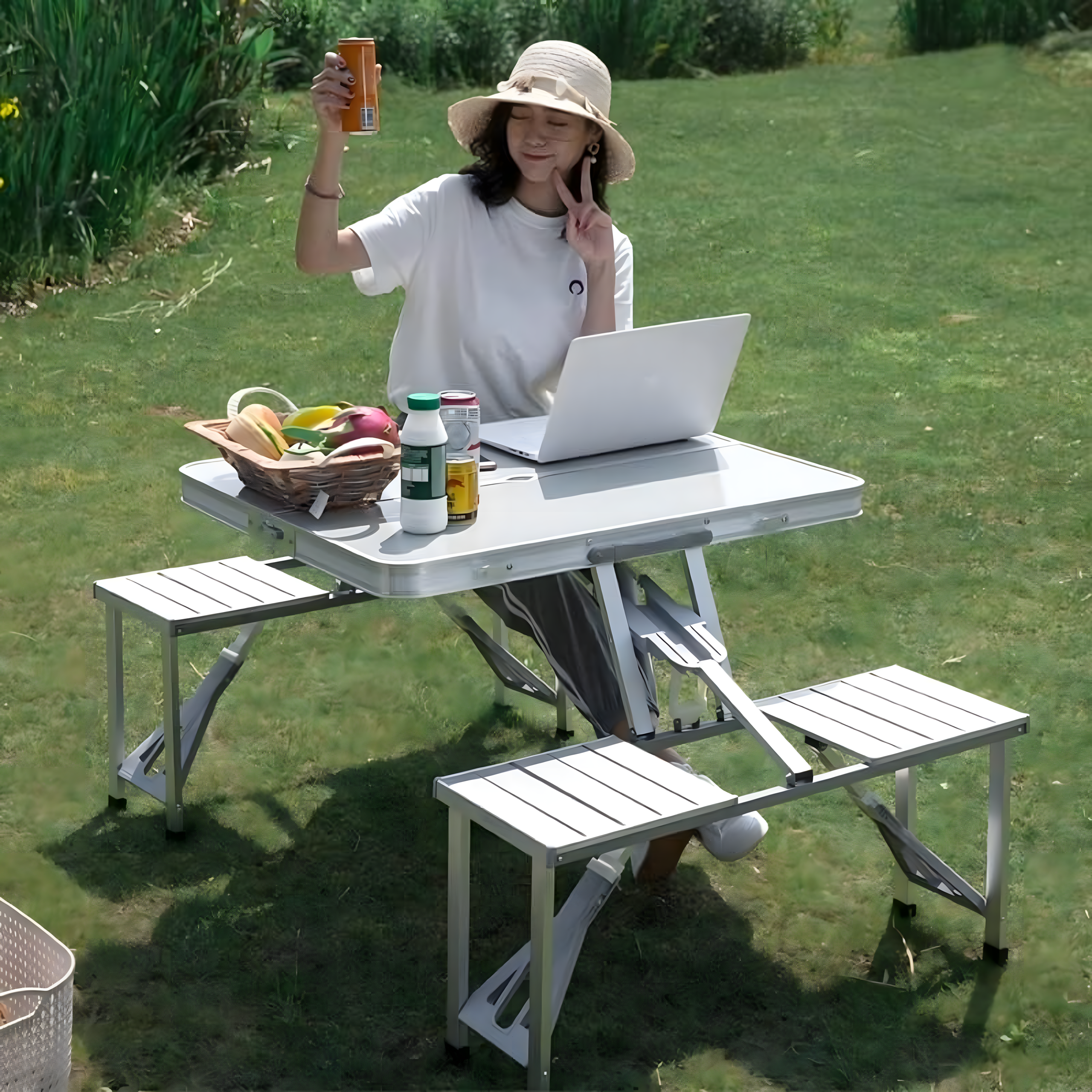 50x kokkupandav laud turismilaud alumiiniumist reisilaud pinkidega