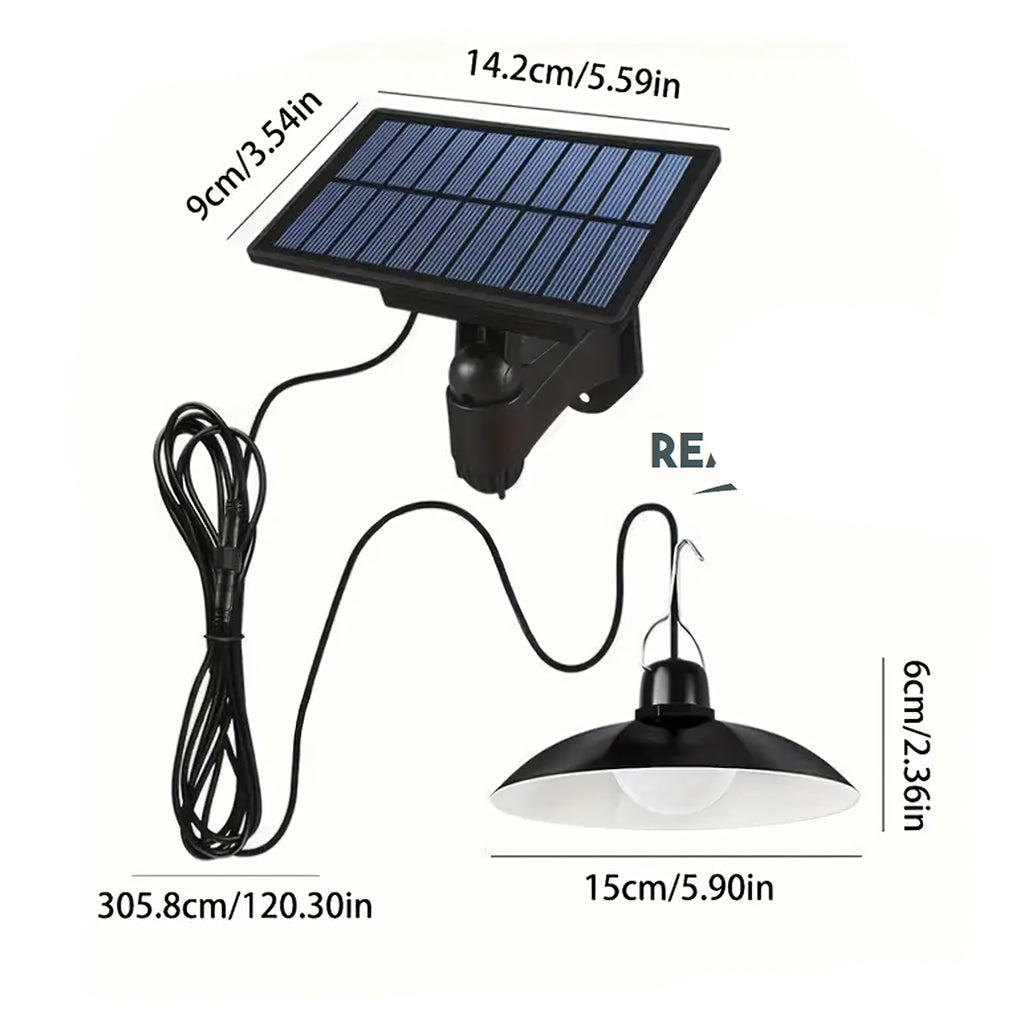Solarne LED aialamp rippuv, hämarikuanduriga, lühter, kaugjuhtimispuldiga (E18)