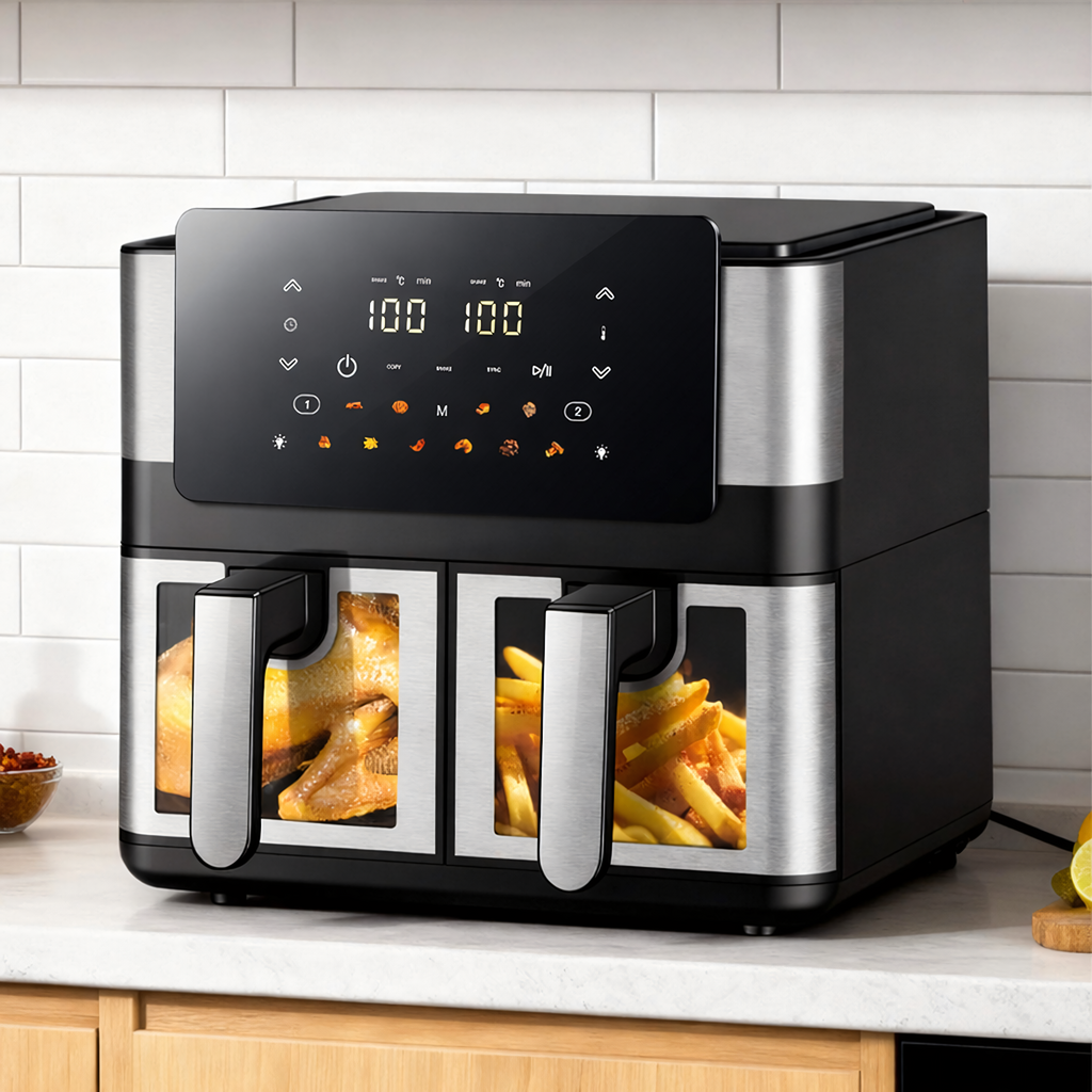 30x Air Fryer 8L + 4L Dual Basket 2000W with 12 Programs