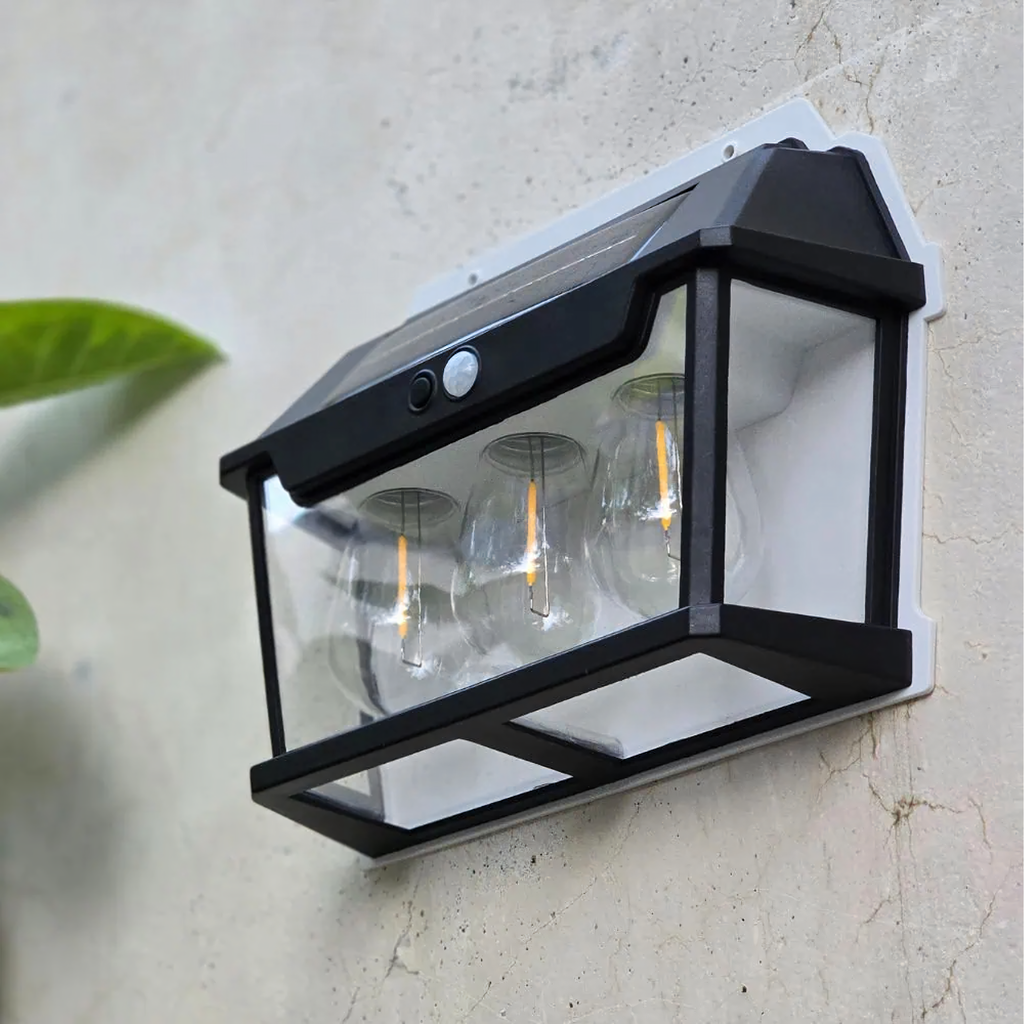 Triple LED Solar Wall Light with Motion Sensor for Garden and Exterior