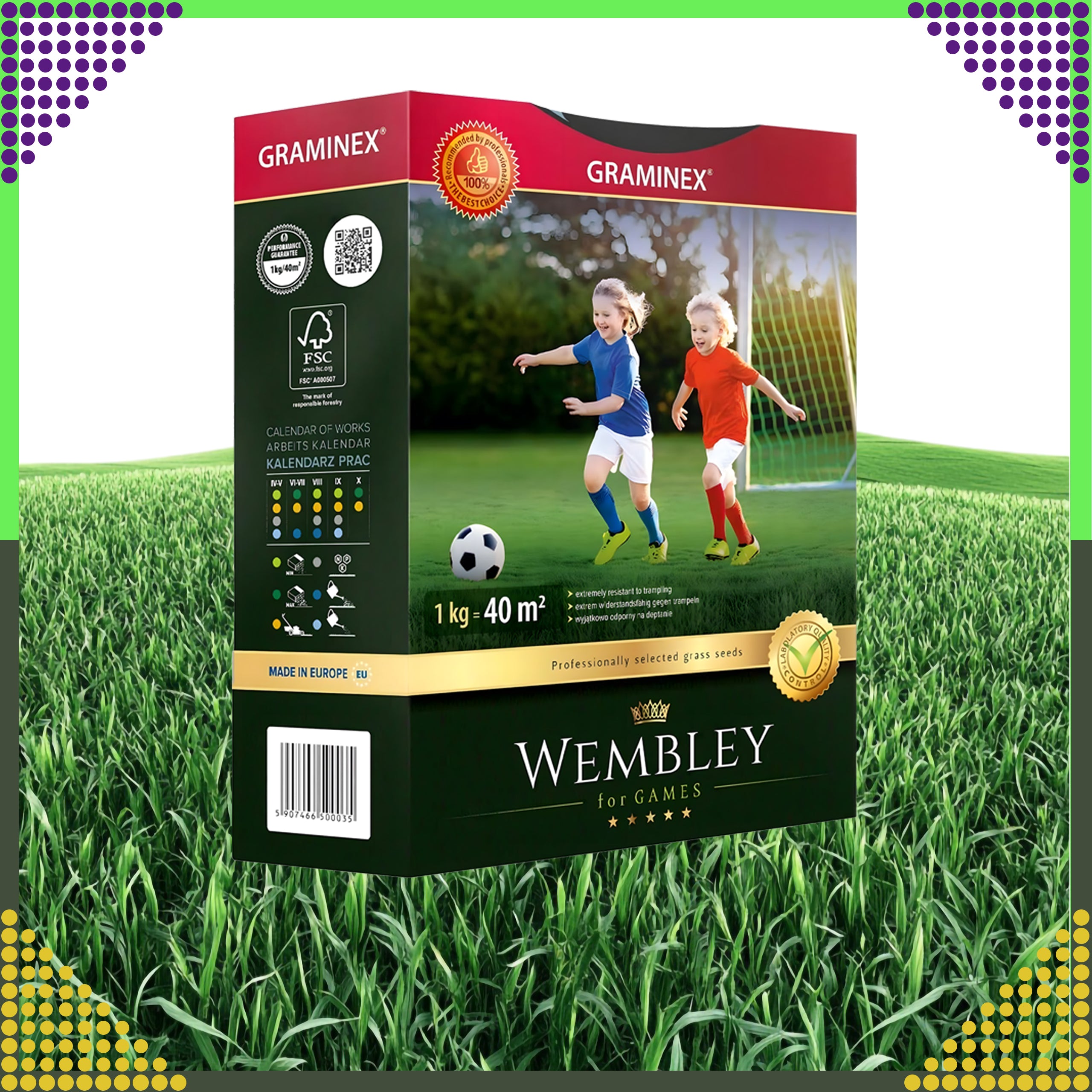 Premium Wembley spordimuru seemned 1kg 40m² jaoks