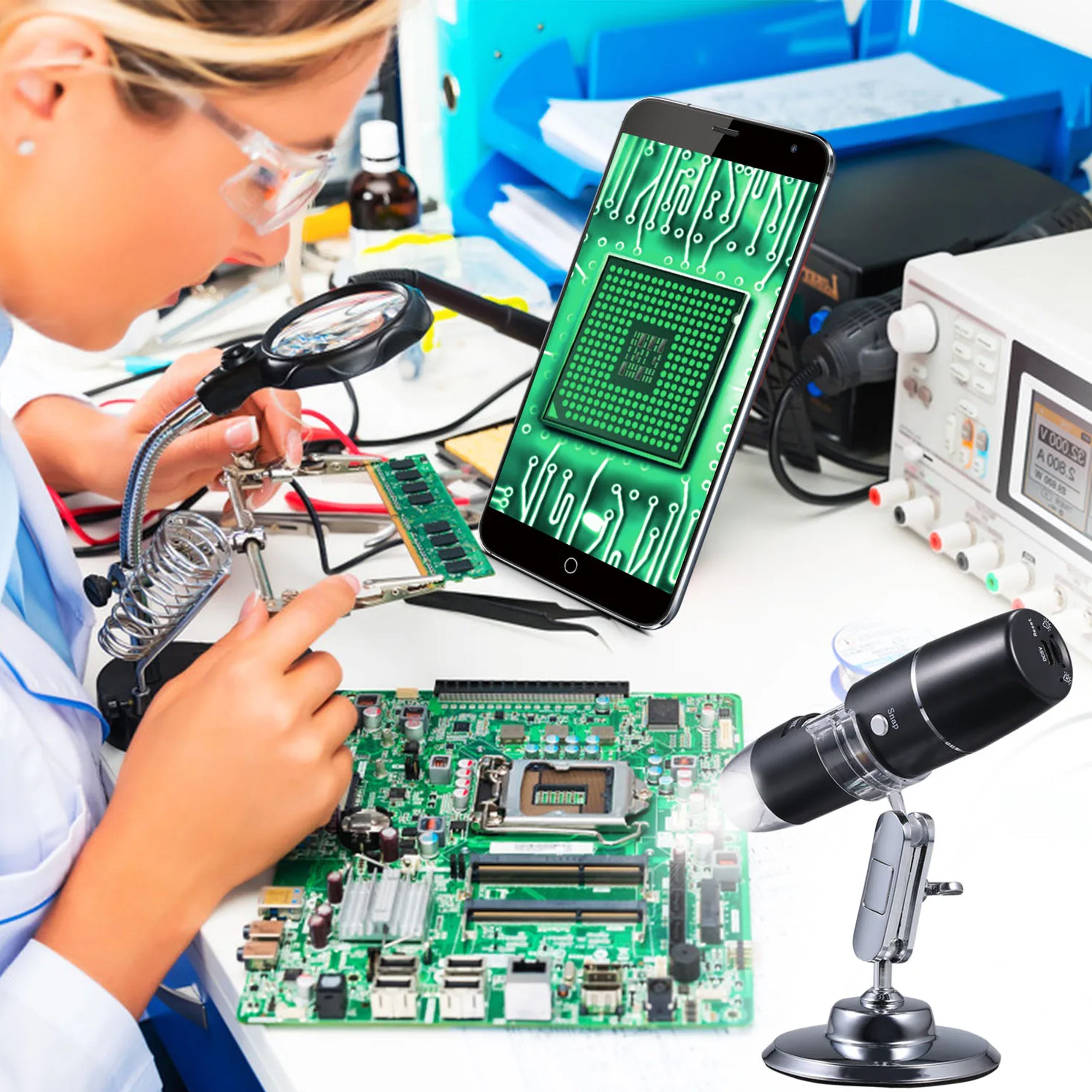 Digitaalne mikroskoobikomplekt USB LED suurendus 1600 hariduslik teaduslik