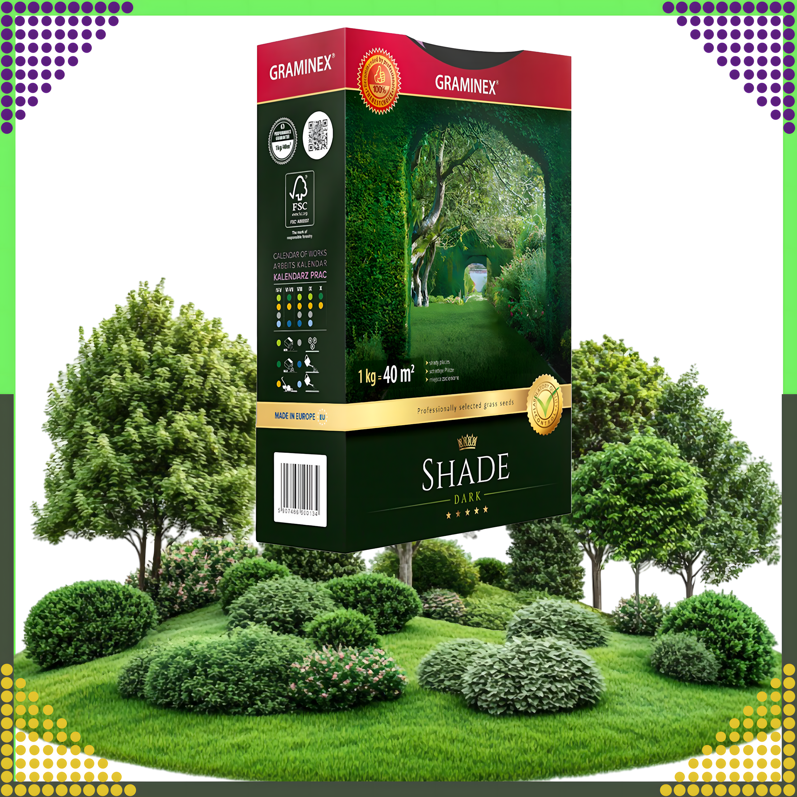 Premium varju muruseemne segu 1kg 40m² varjulistele aladele