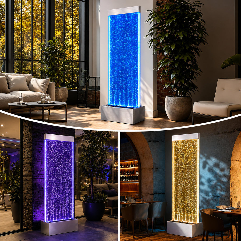 Freestanding Water Bubble Wall Fountain LED RGB 183x50.5x28cm