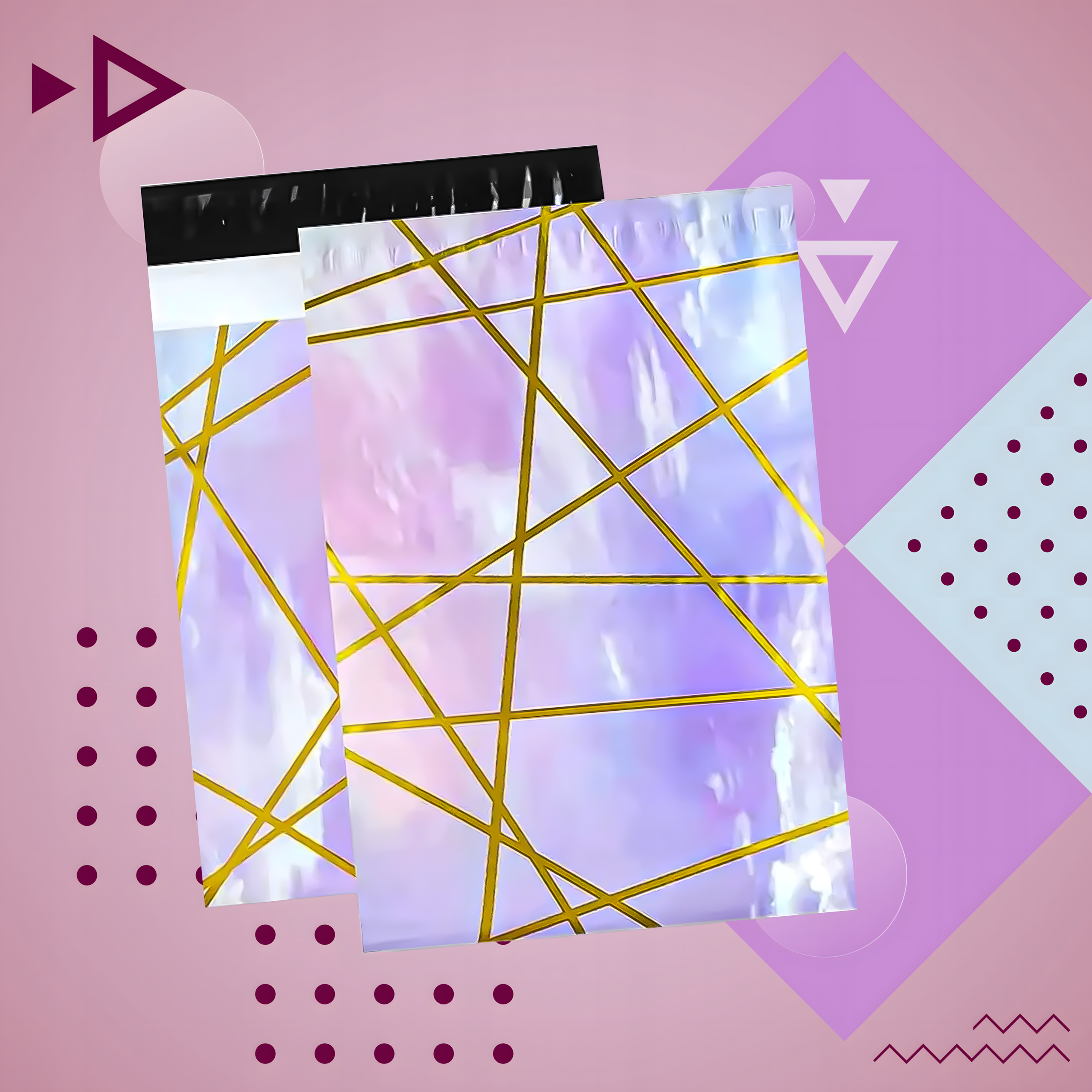 TUGEVAD KULLERPAKENDI ÜMBRIKUD 255X370 LILLA KULD 50 TK