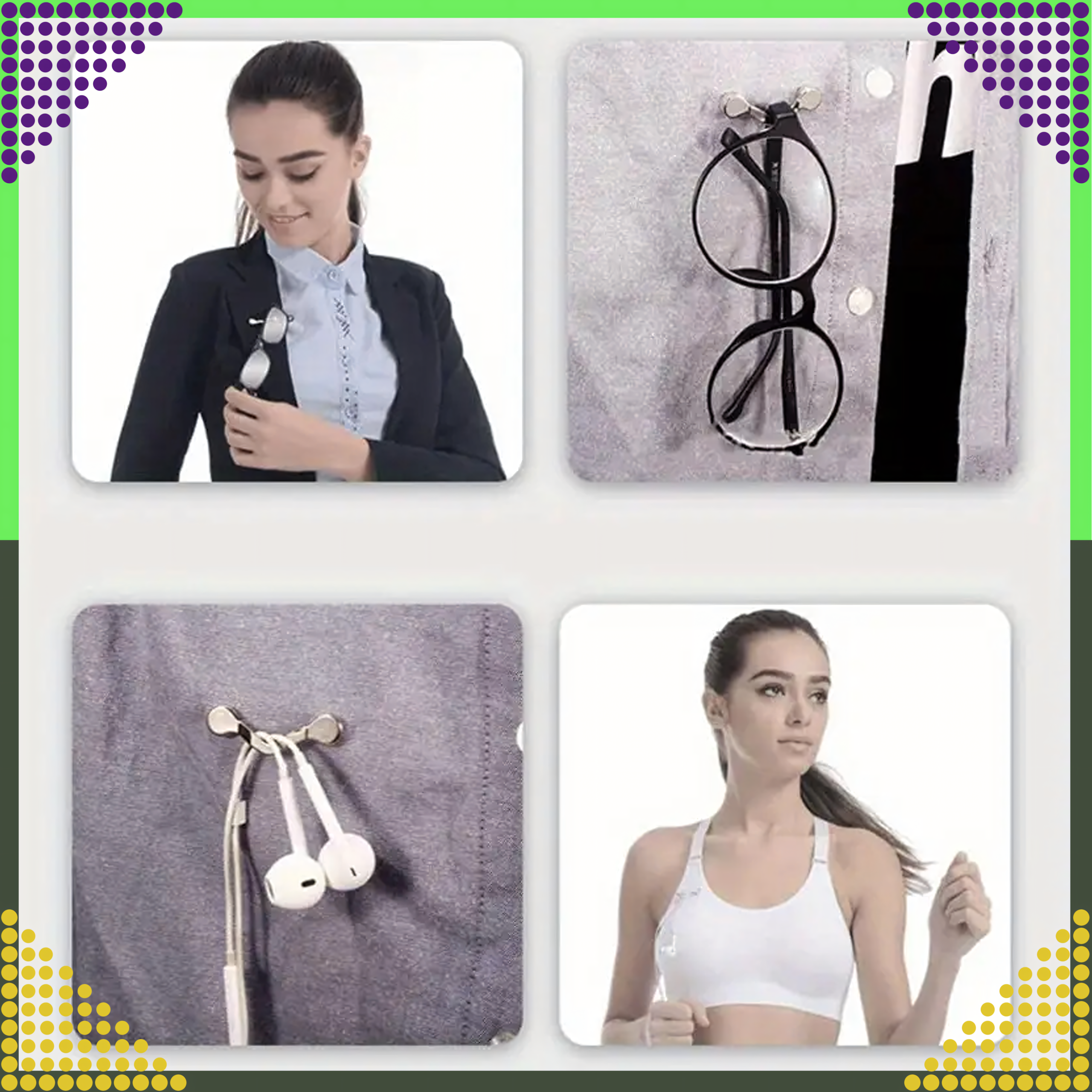 Magnetic Clip Holder for Glasses Headphones ID Tag for Clothes