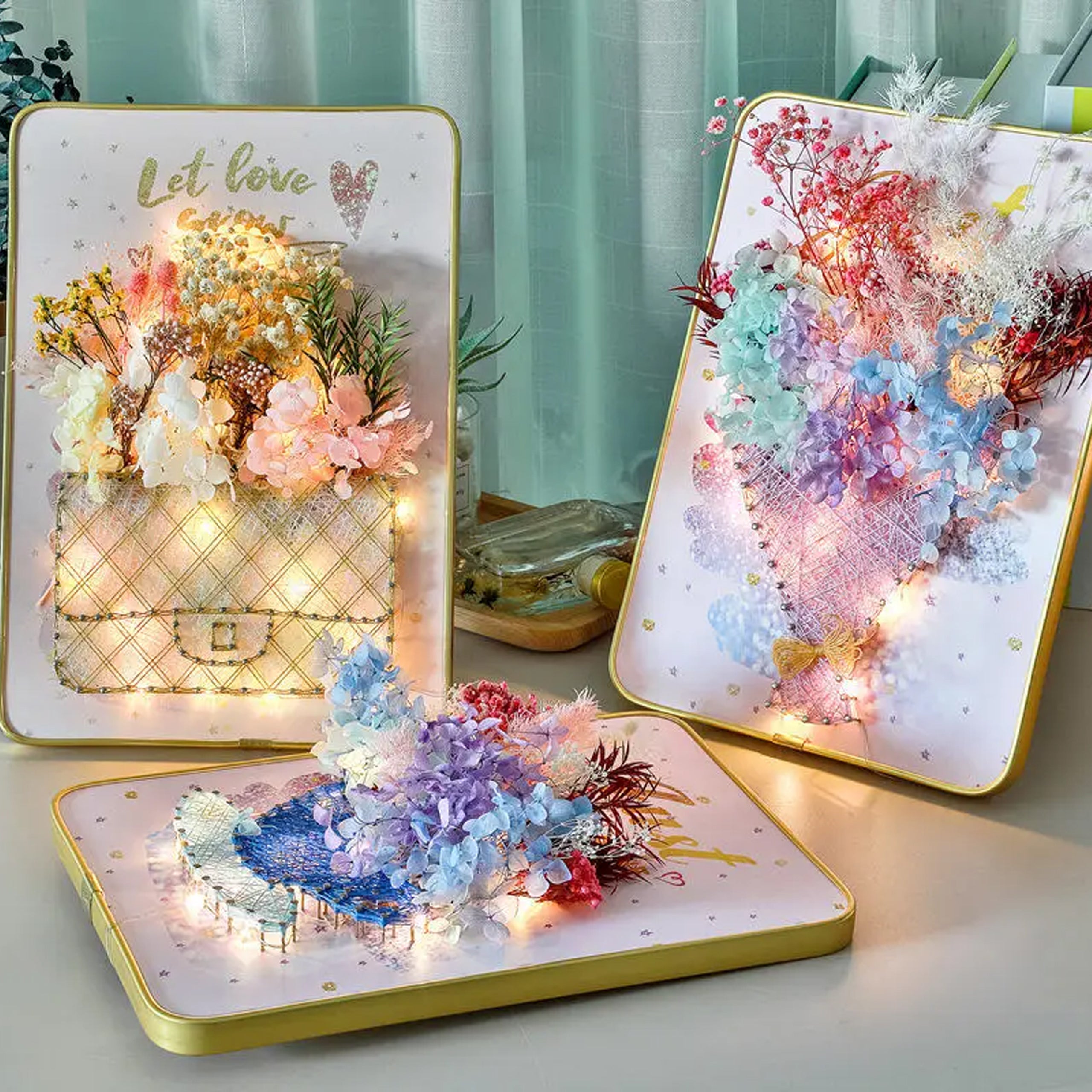 Loominguline komplekt niidikunstiks, Interroad tikkimine, LED-pilt raamiga 21x30 cm