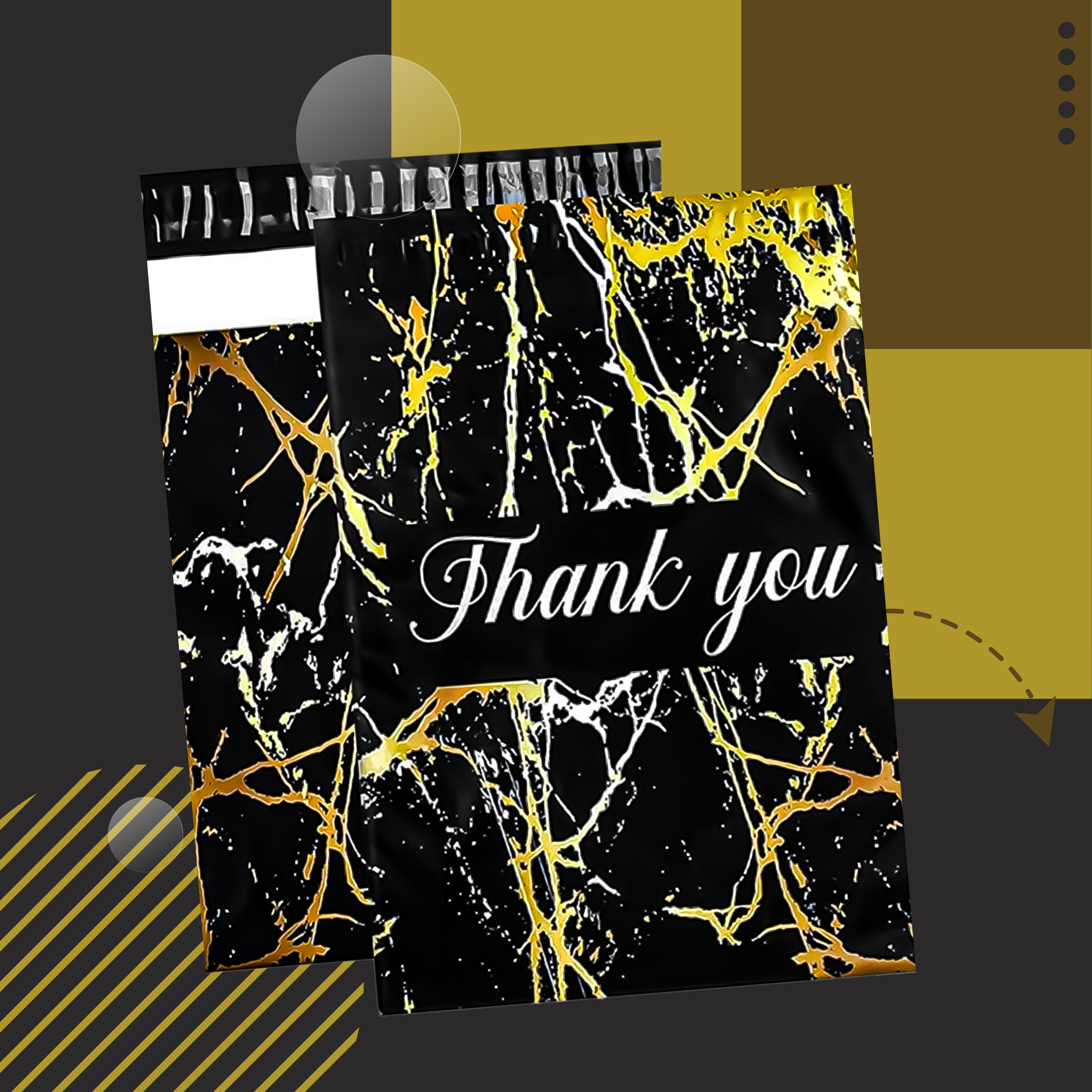 TUGEVAD KULLERIPAKID 255X370 KULDNE MARMOR AITÄH 50 TK.