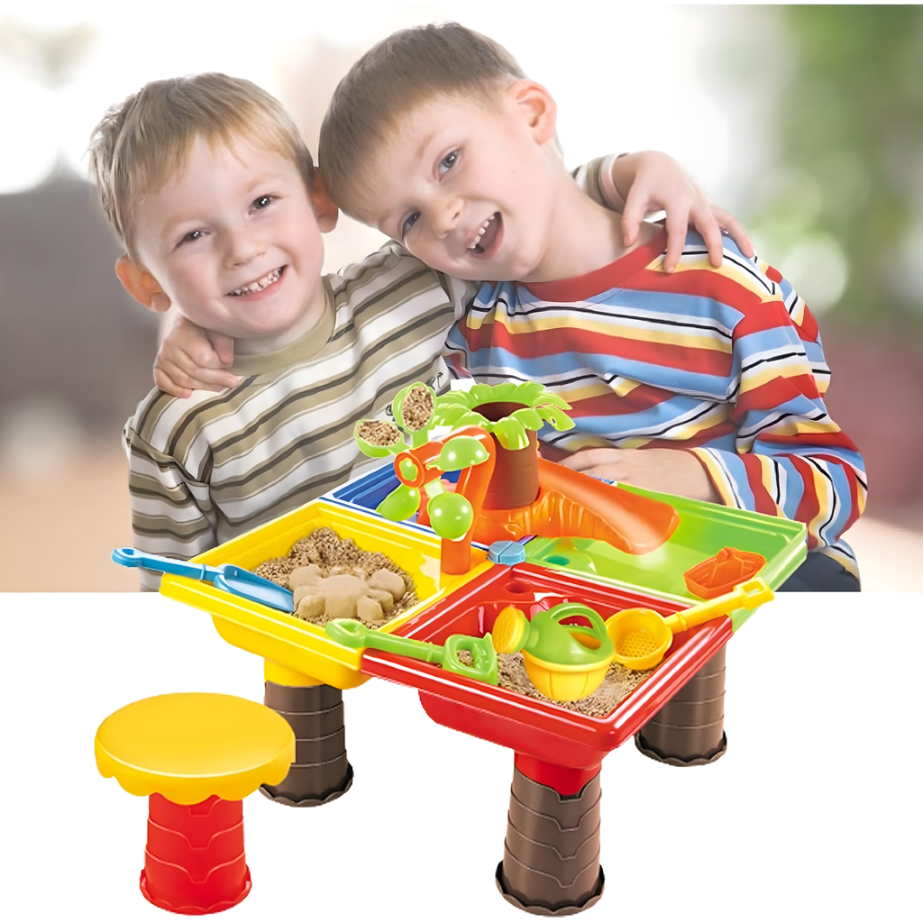 Laualiivakast liivaga mängimiseks rannas, kastmiskann ja reha