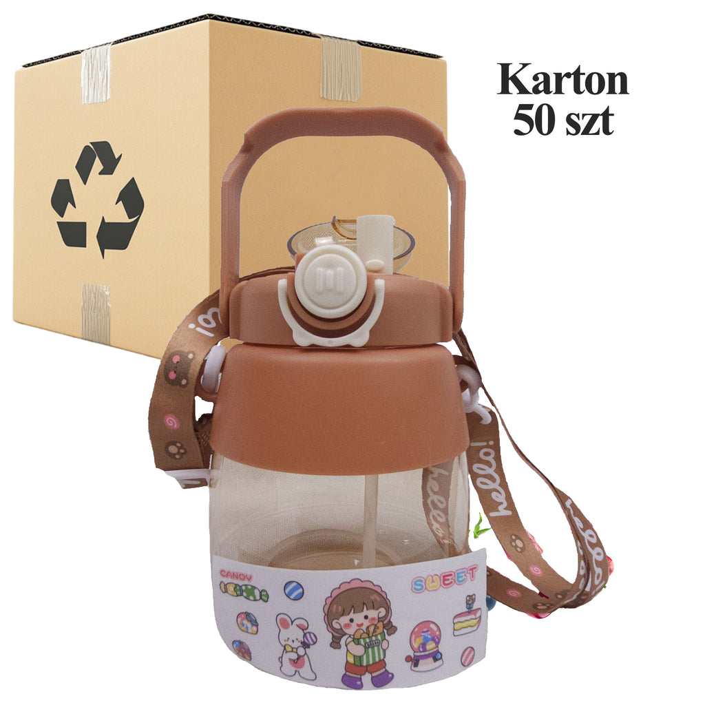 50 x Koolile ja lasteaiale mõeldud laste joogipudel kõrre ja kaelapaelaga 1L