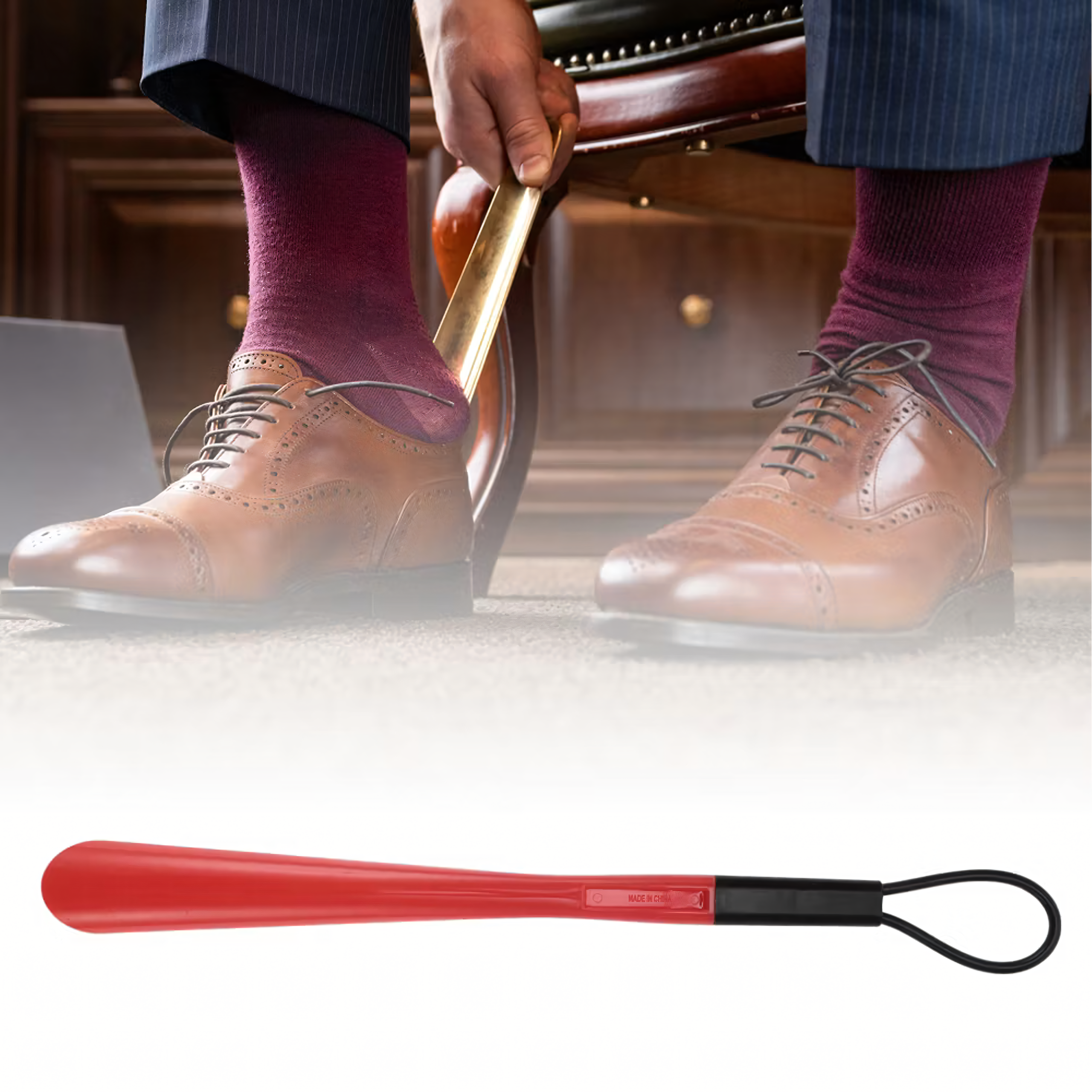 Shoehorn Plastic Red 48 cm Long with Hook