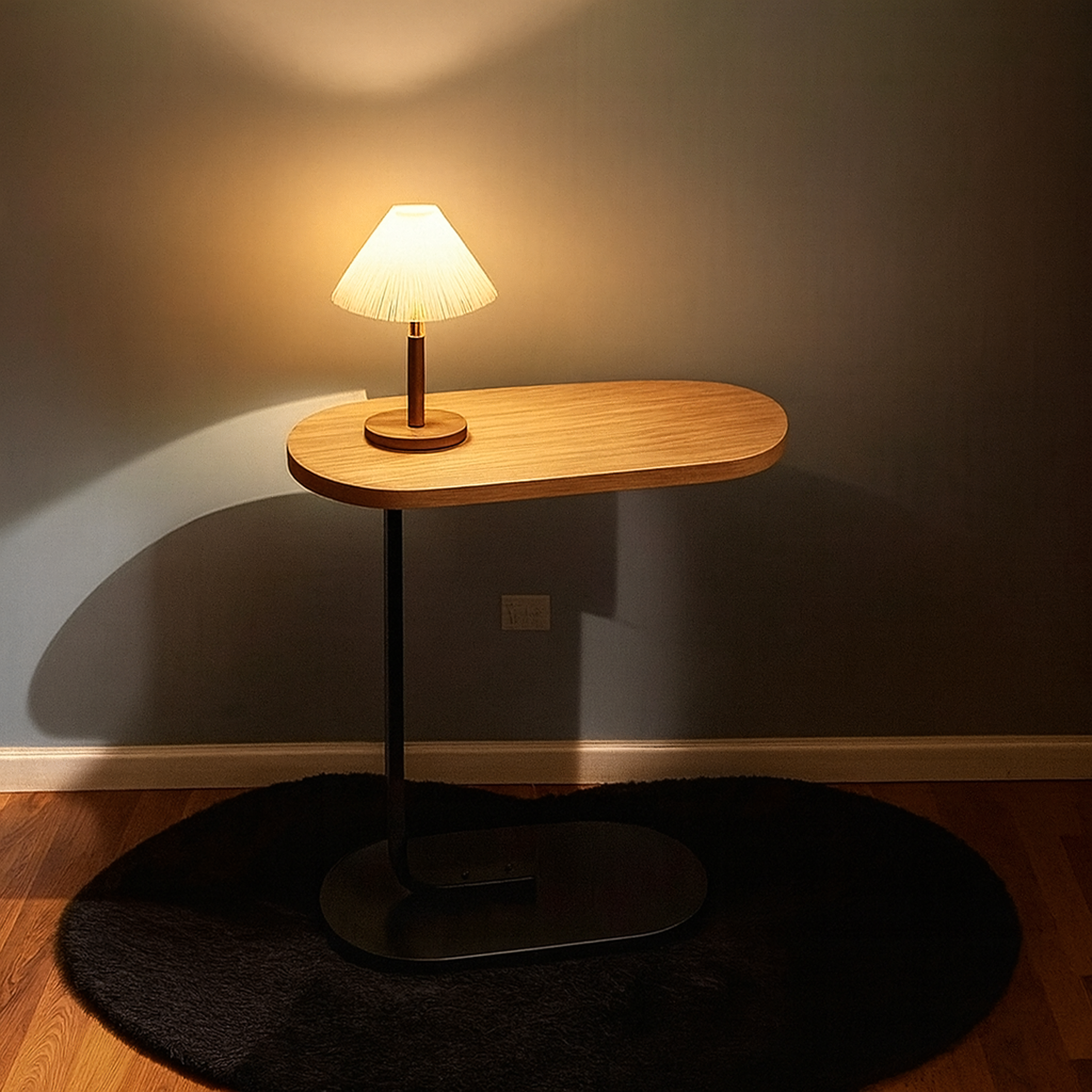 Modern C-Shaped Side Coffee Table for Living Room
