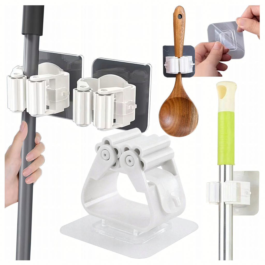 Wall Mop Hanger Holder for Mops Brushes Brooms Tools Self-Adhesive