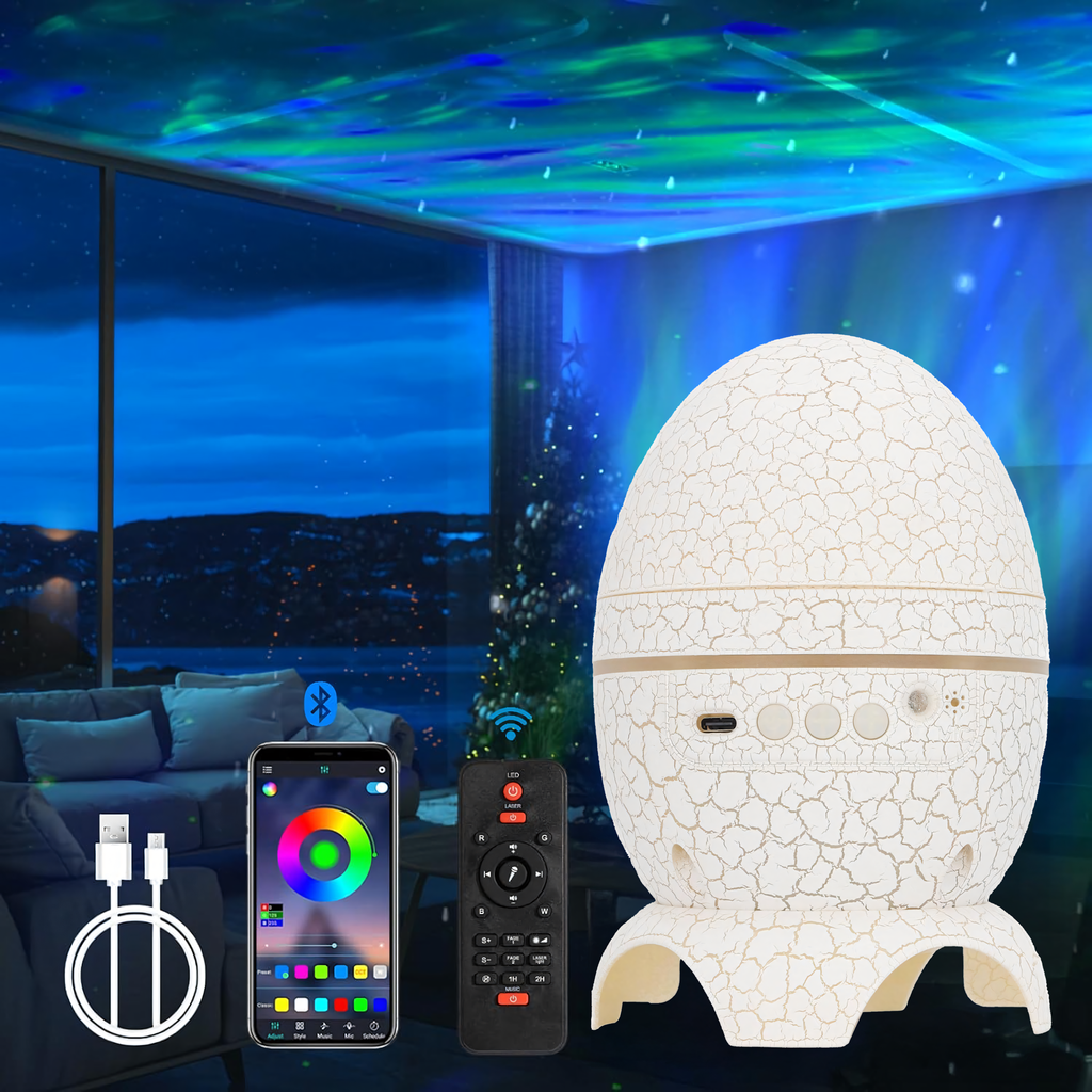 Dinosauruse Muna Täheprojektor koos Galaktika Kõlariga USB LED Öövalgusti