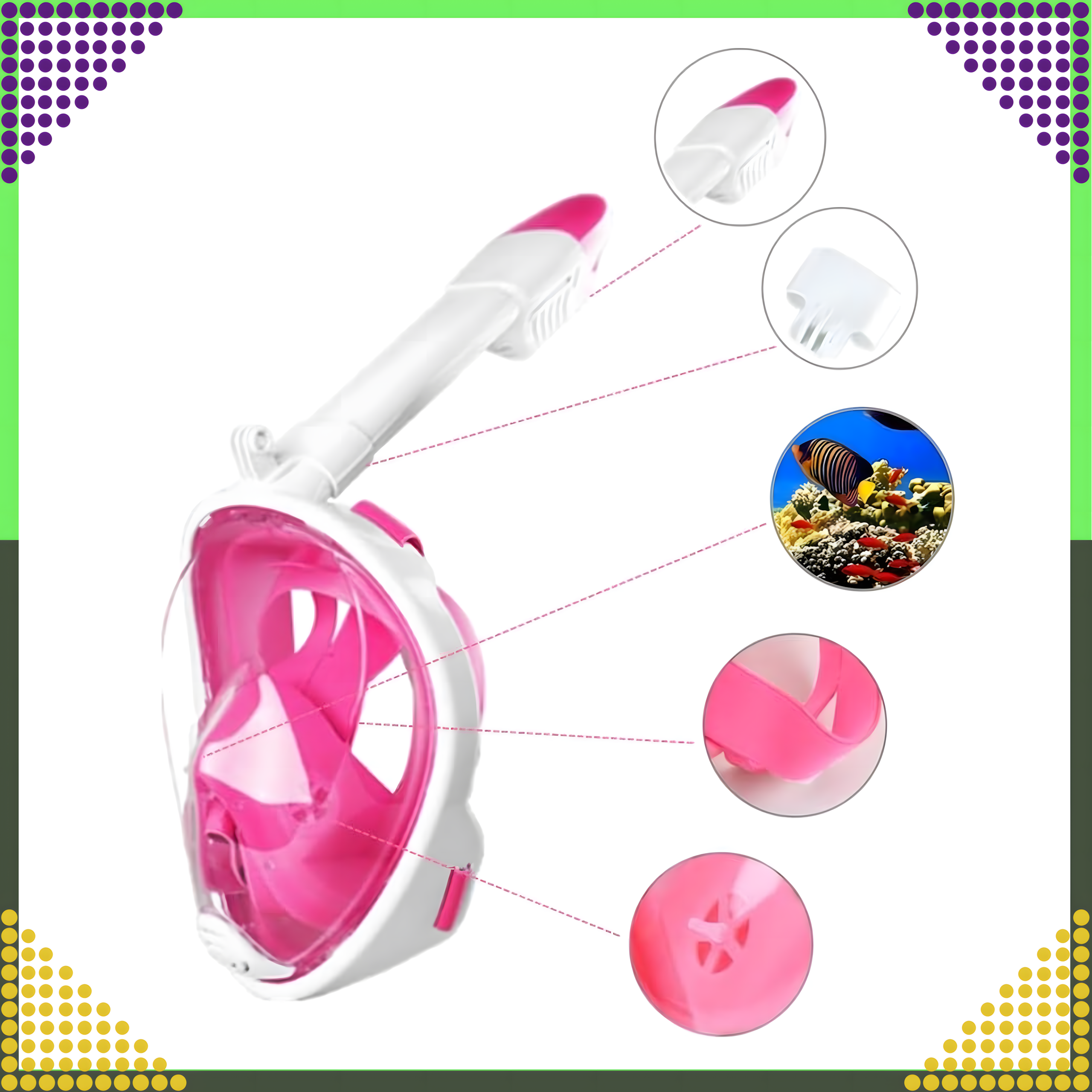 Sukeldumismask ujumiseks ja snorgeldamiseks, täismask vees kasutamiseks, basseini jaoks L/XL