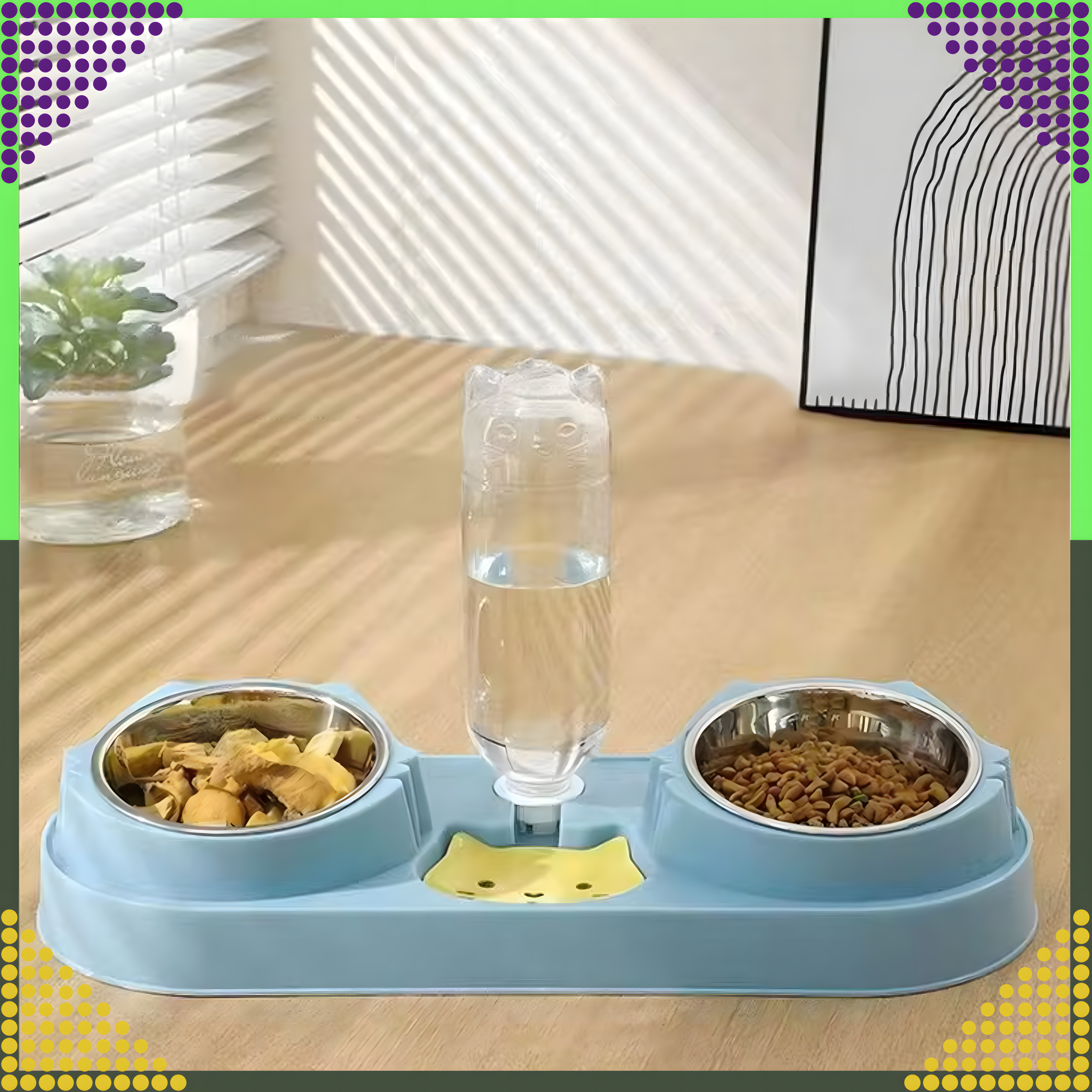 Kahe kausiga koera ja kassi vee- ning toidukauss veedosaatoriga