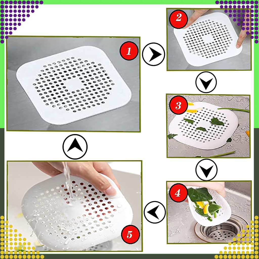 Silicone Strainer for Sink, Bathtub, Washbasin, Drain Filter, Hair Catcher