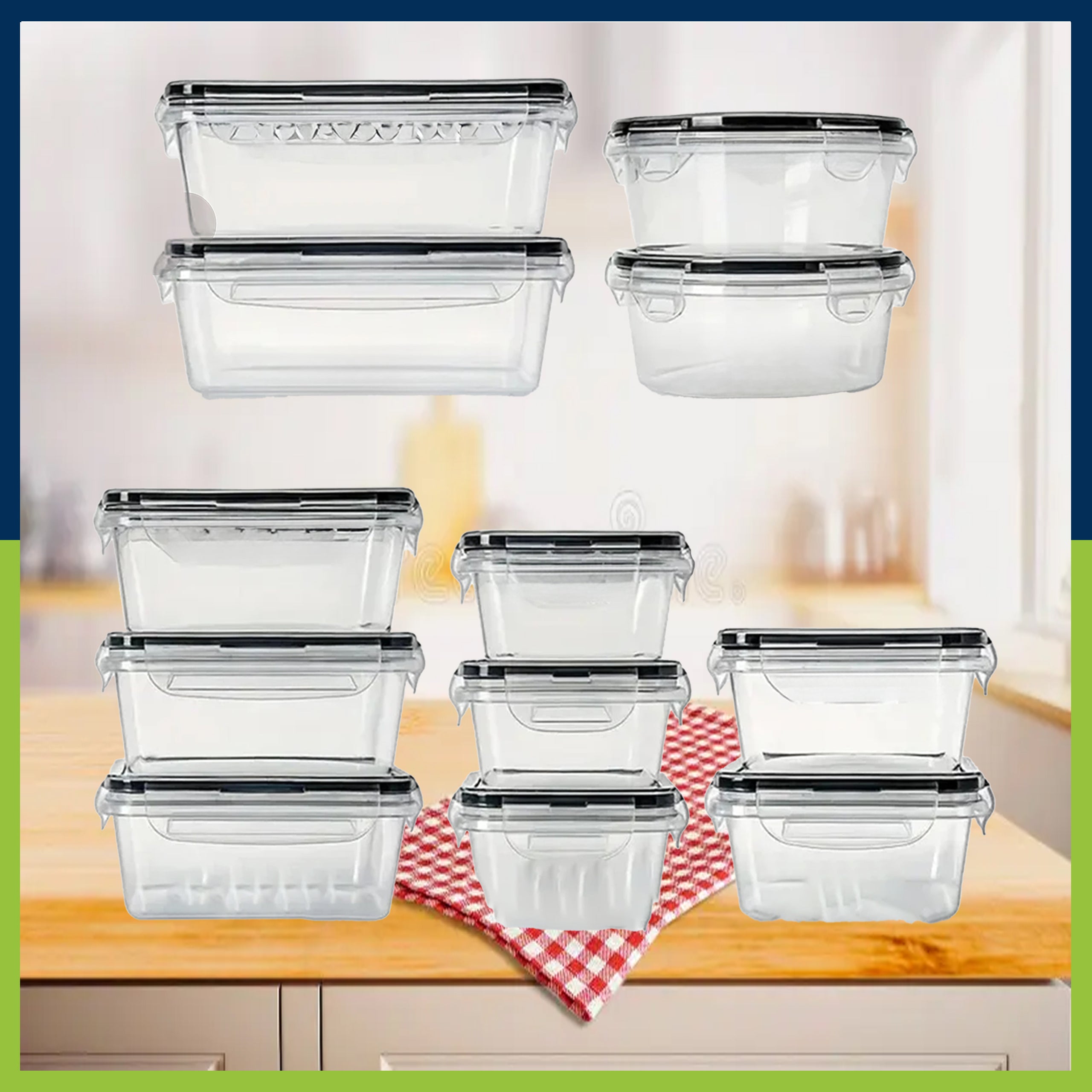 12x Lunchbox Lunch Box Food Boxes Plastic Containers Set