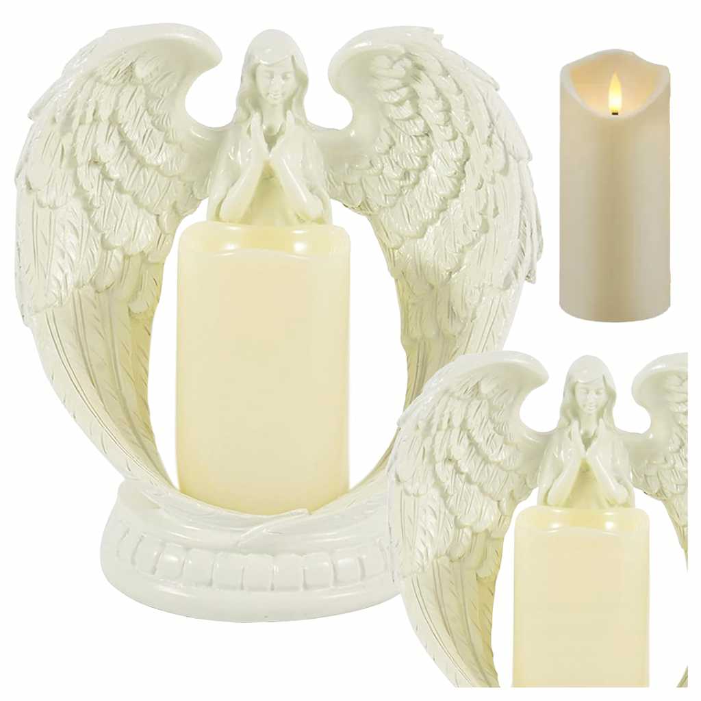 Dekoratiivne kujukese küünlaalus ingel LED jõulud aed 16cm