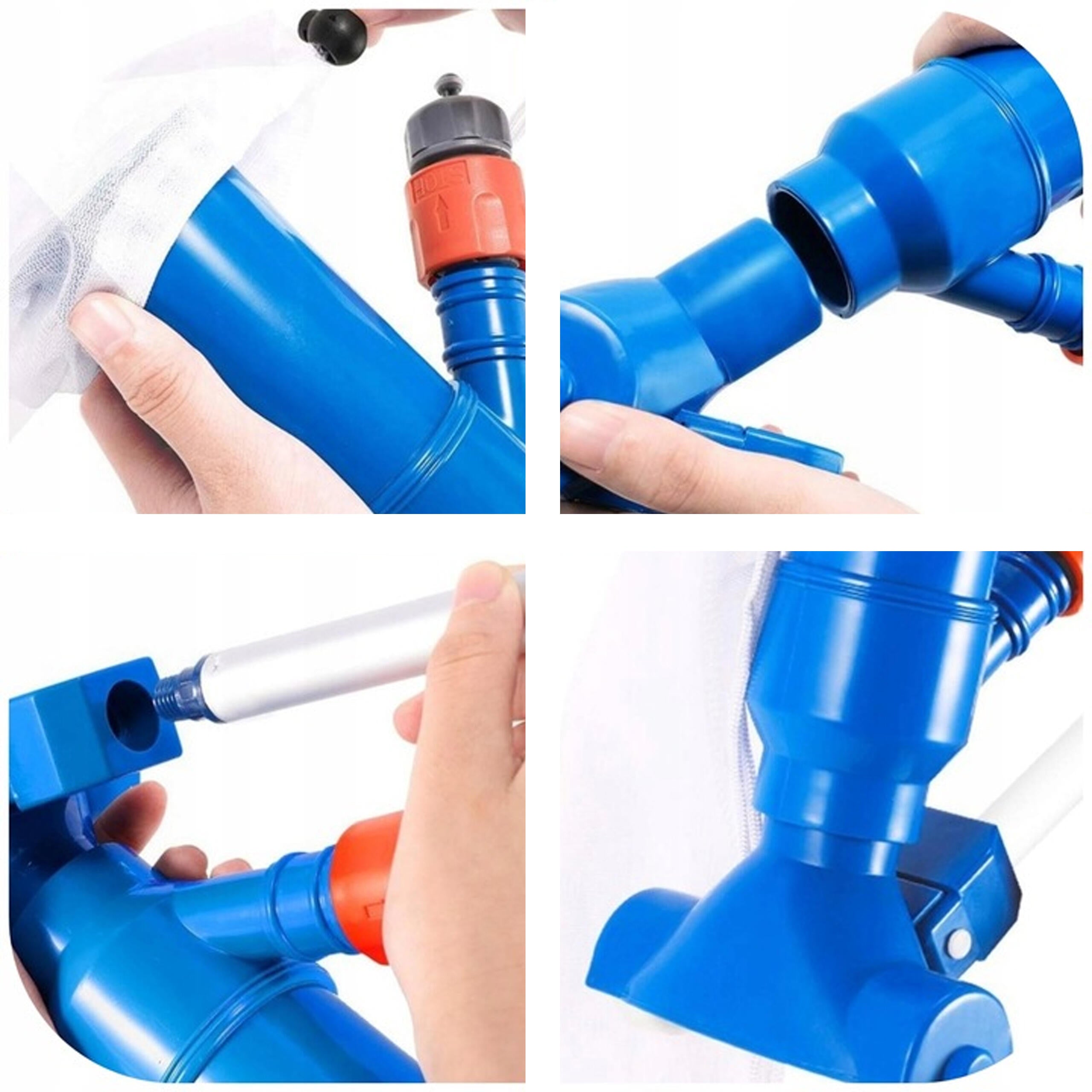 Pool and Spa Bottom Cleaning Set with Vacuum Brush and Net