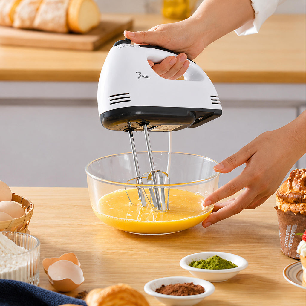 168x Powerful Hand Mixer with Stainless Steel Bowl 7 Speeds 100W Attachments