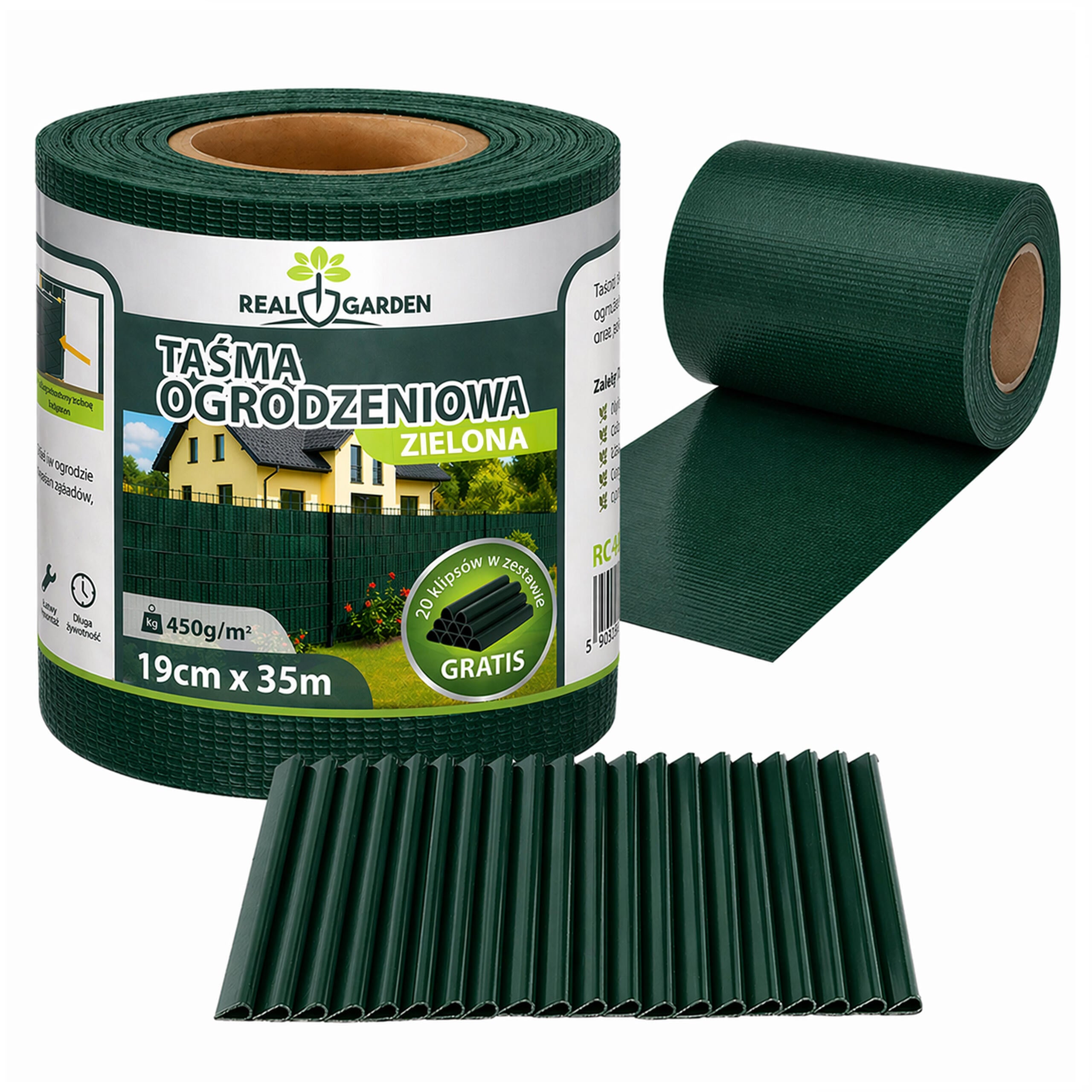 4 x Garden Fence Tape 19cm x 35m UV Protective Green