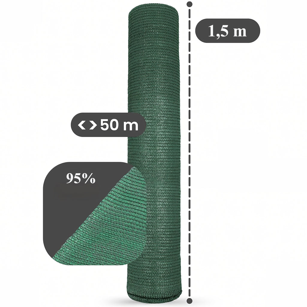 Shade Net 1.5x50m 180G with 100 Ties for Garden Fence Covering