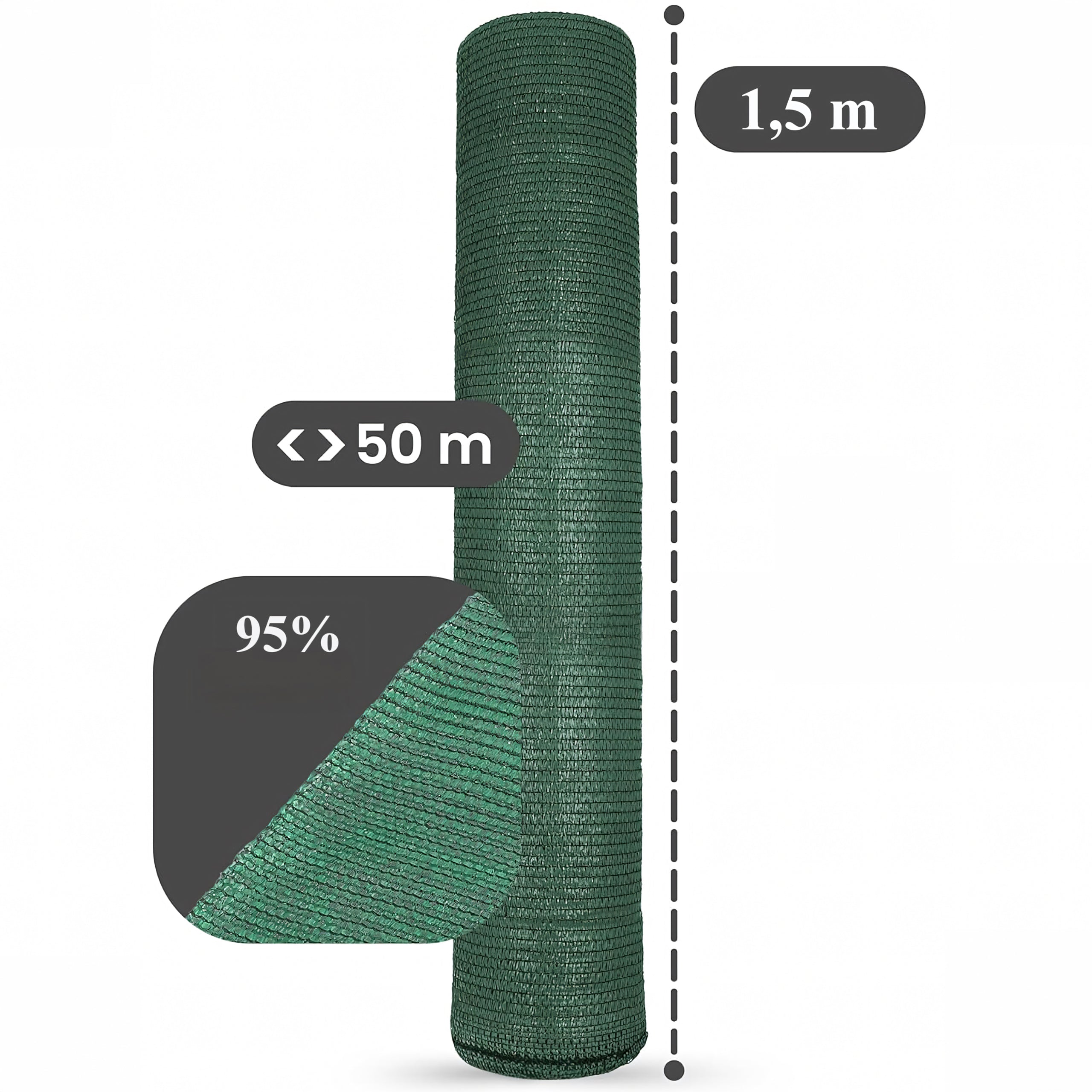 Shade Net 1.5x50m 180G with 100 Ties for Garden Fence Covering