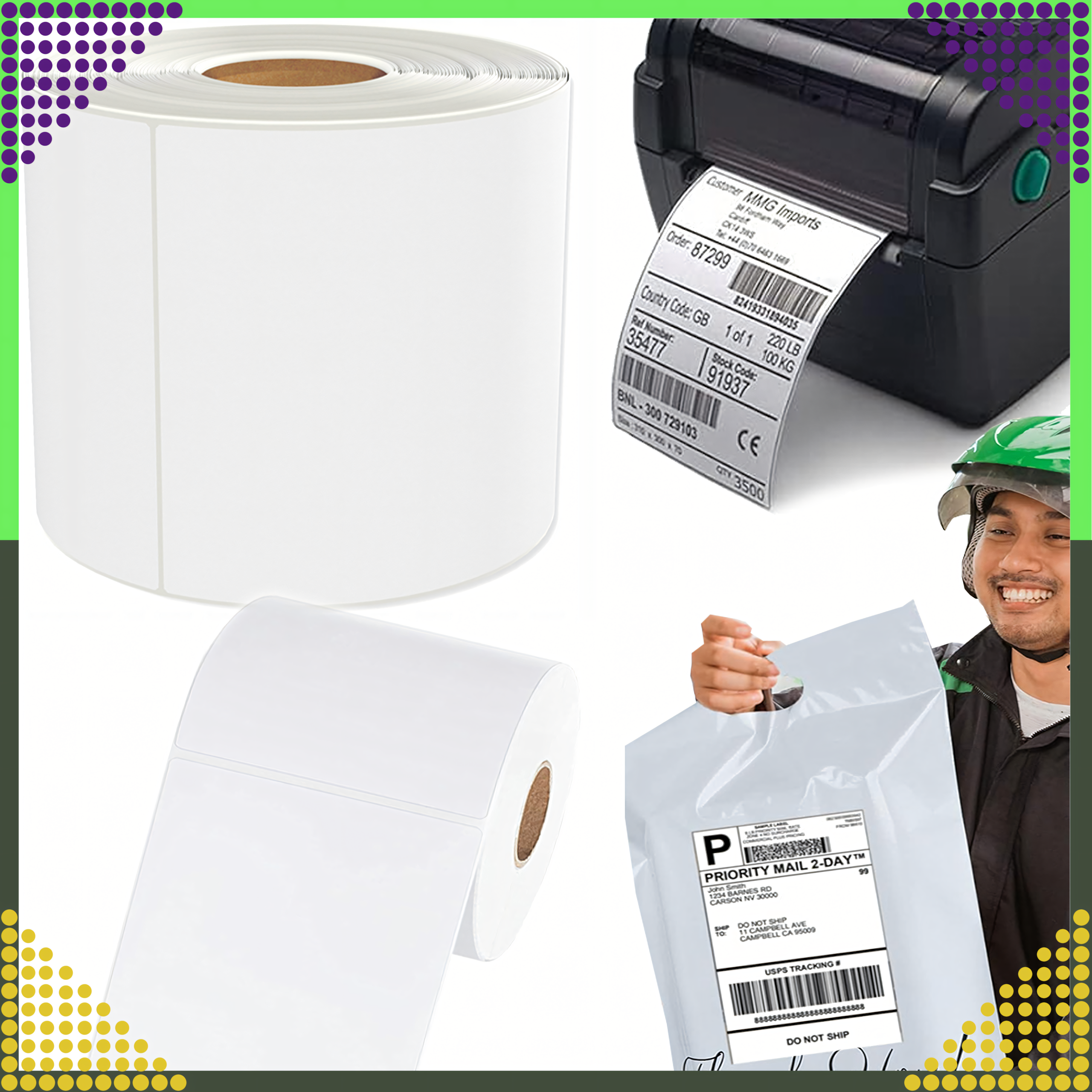 2016x soojustundlikud isekleepuvad sildid valge 100x150 mm 500 tk perforeeritud rull