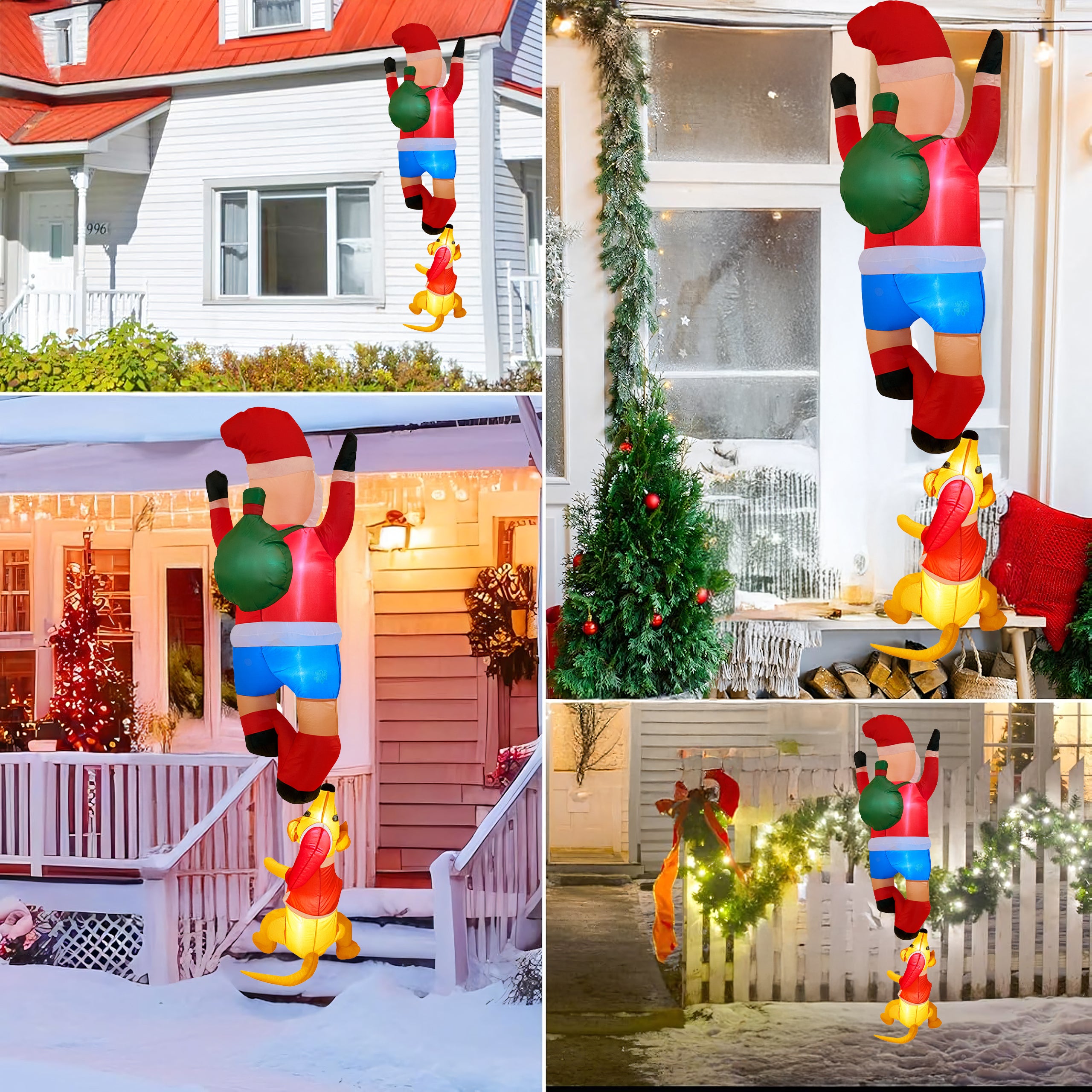 Täispuhutav jõuluvana põhjapõdraga 1.8m jõulukaunistus LED-taustvalgustusega