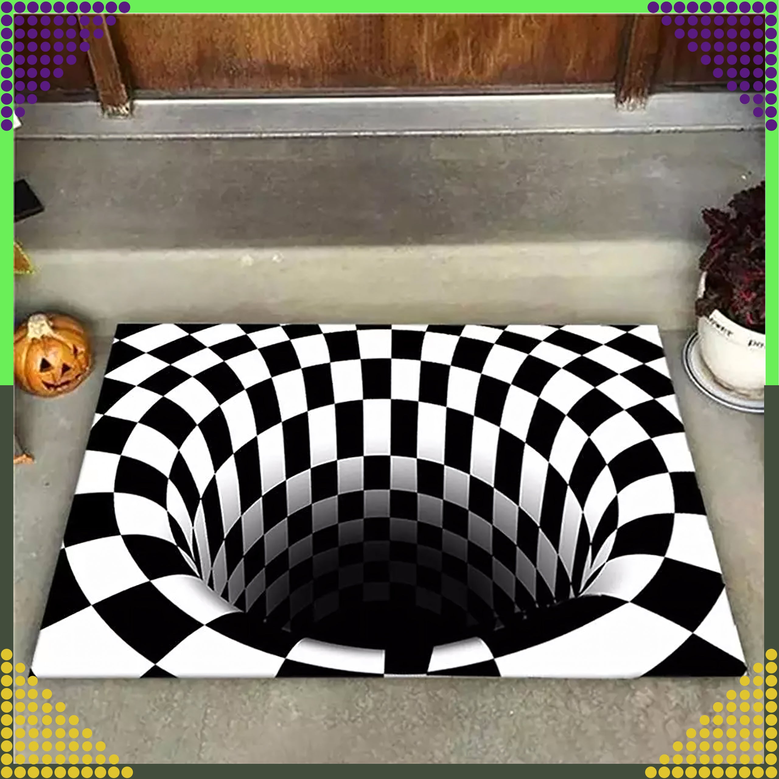 Chodnik Dywanik Mata Wycieraczka z Efektem 3D Iluzja Biała Dziura 50x80cm