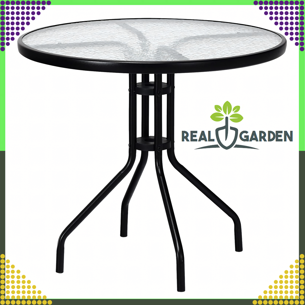 Tempered Glass Coffee Table Round Black 60 cm