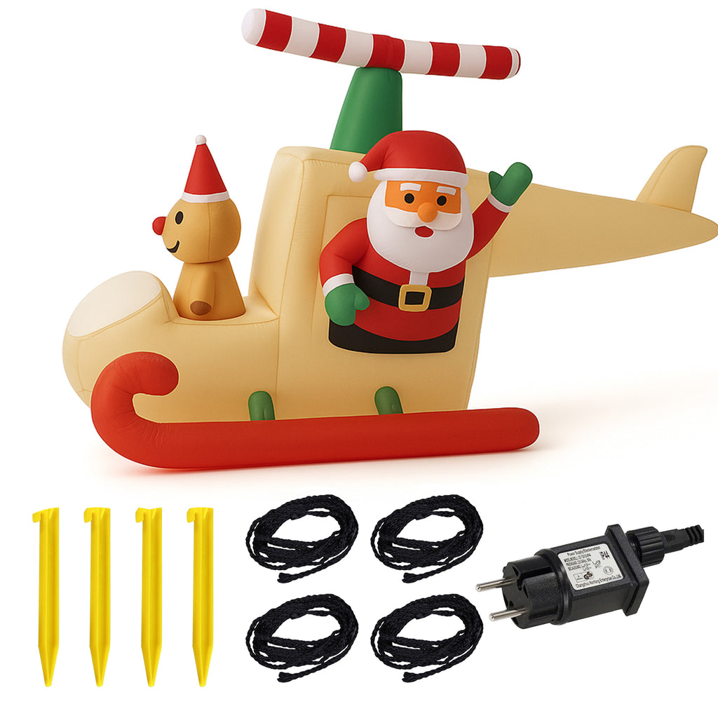 Jõuluvana saanis lendav täispuhutav jõulukaunistus 160cm