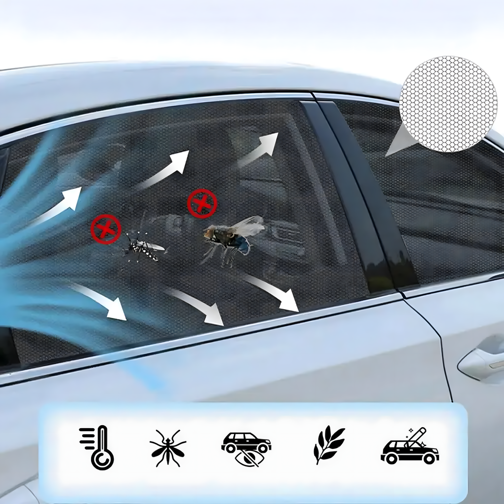 4 x Roller Blinds Sun Visor Mosquito Net for Car Window Curtains