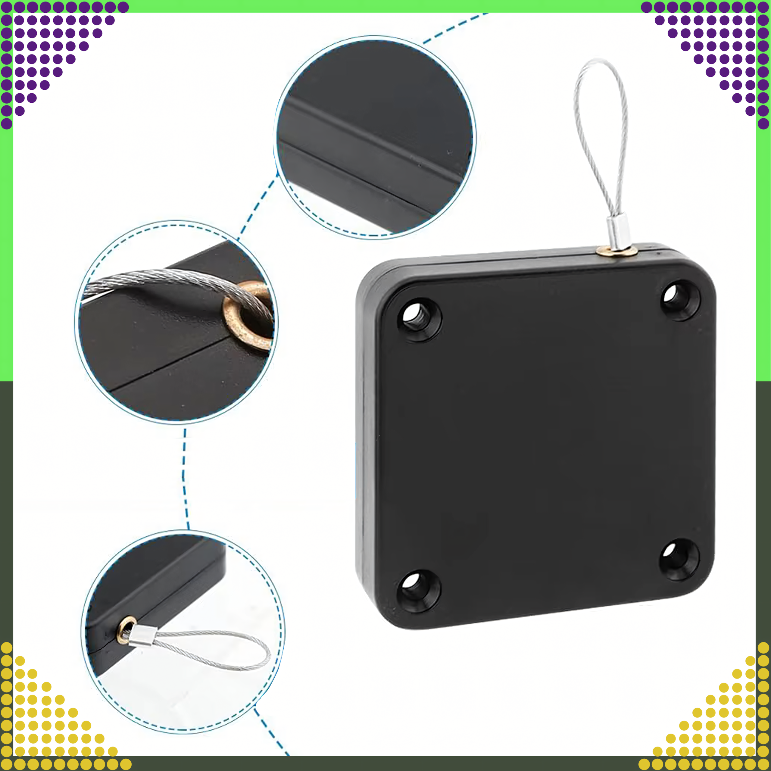 Self-Adhesive Retractable Door Closer with Steel Cable 800g 1.2m