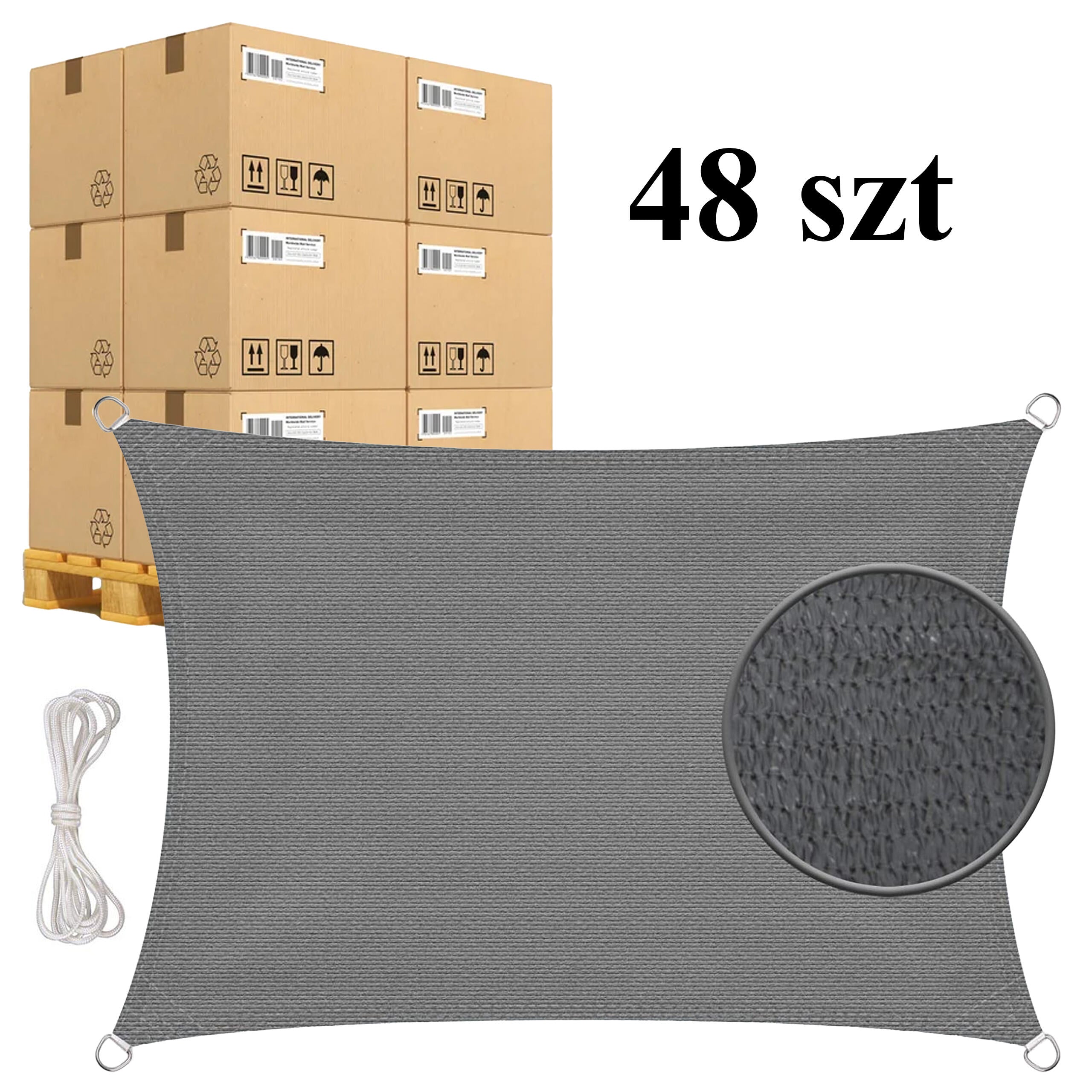 48x Rectangular Garden Sunshade Sail 5x7m