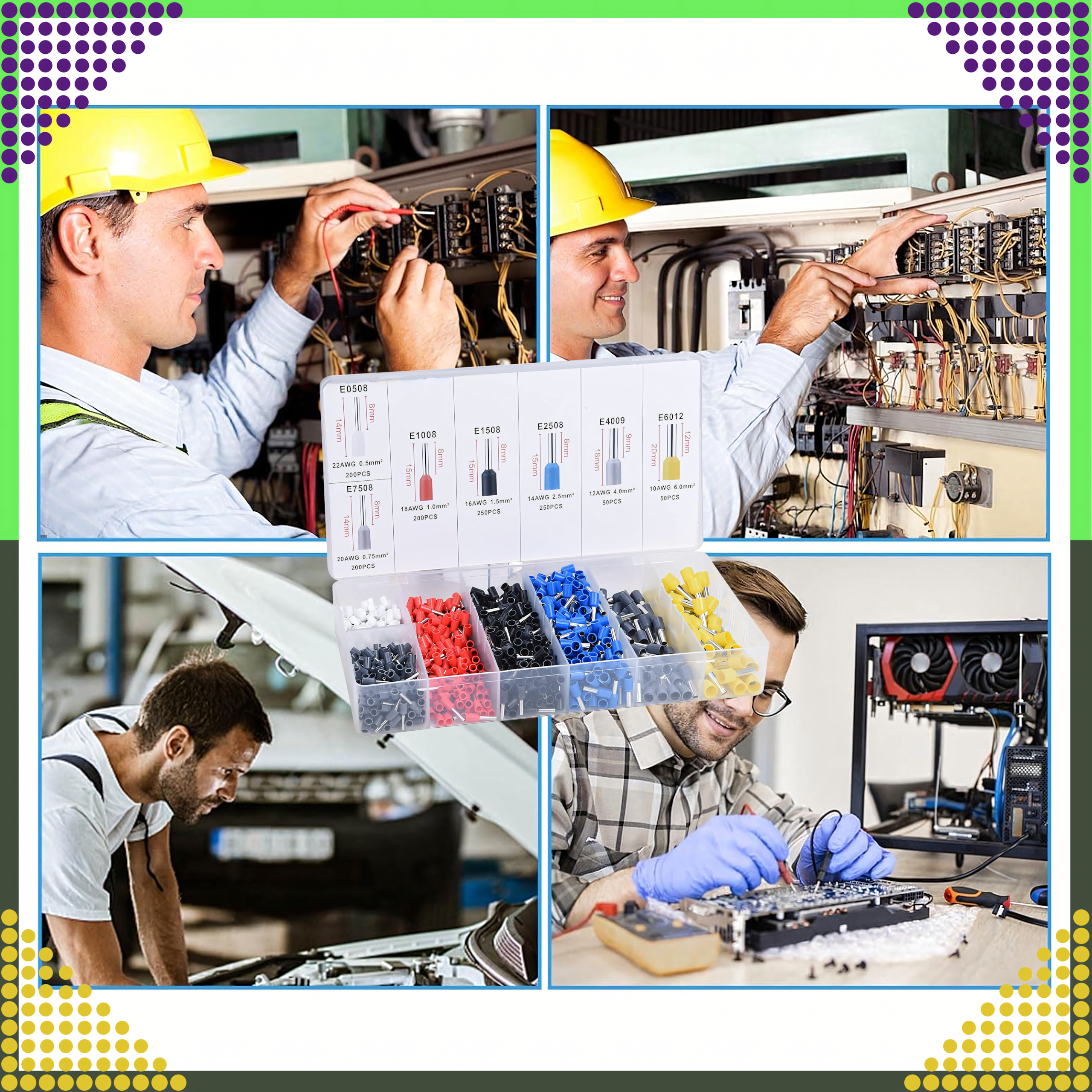 Isolatsiooniga kaablikingad 1200 tk värvides