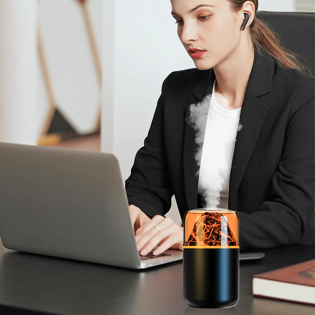 Õhuniisuti aroomi difuusor LED aroomiteraapia vulkaani tule efekt