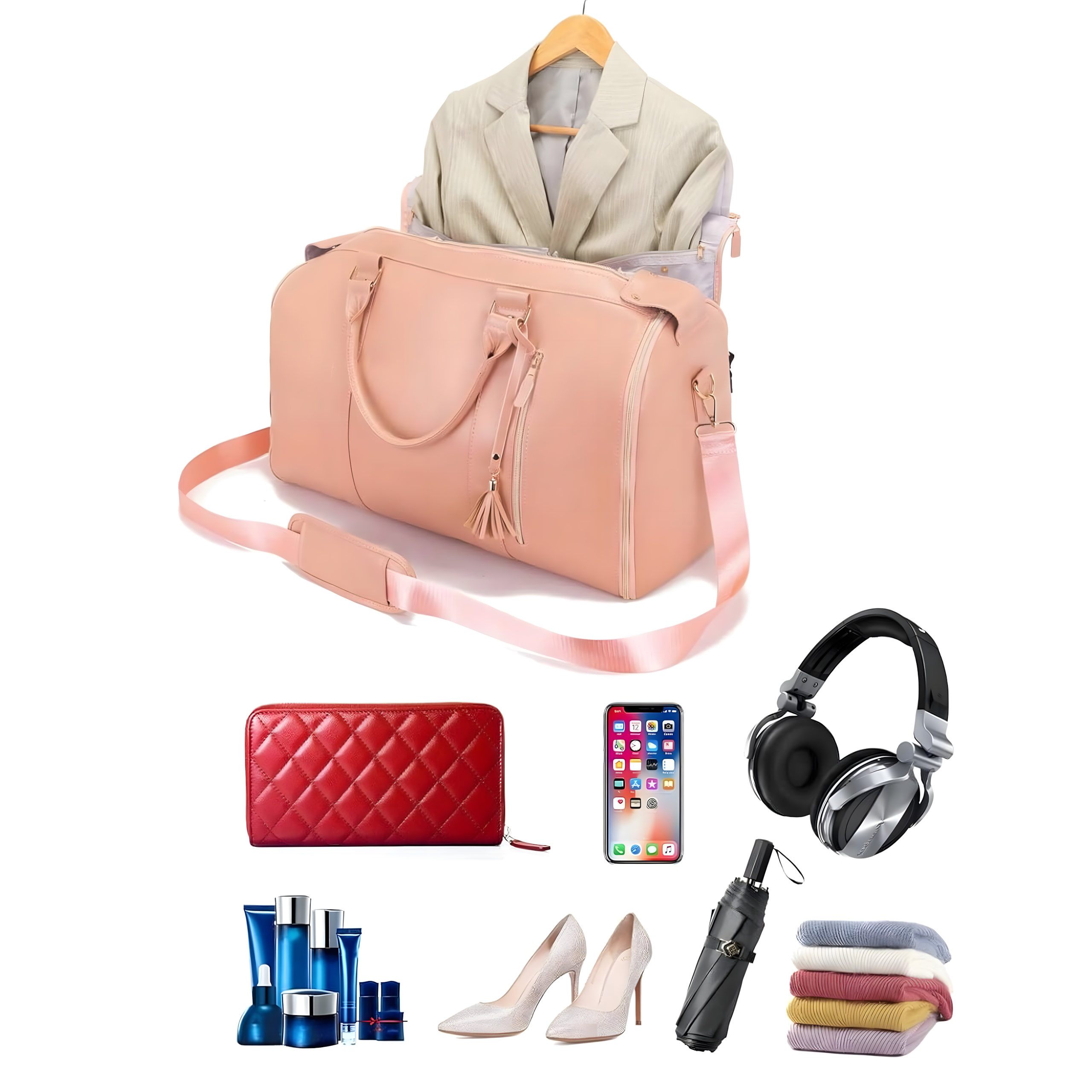 Foldable Elegant Business Travel Bag for Suit Dress 2in1 55L