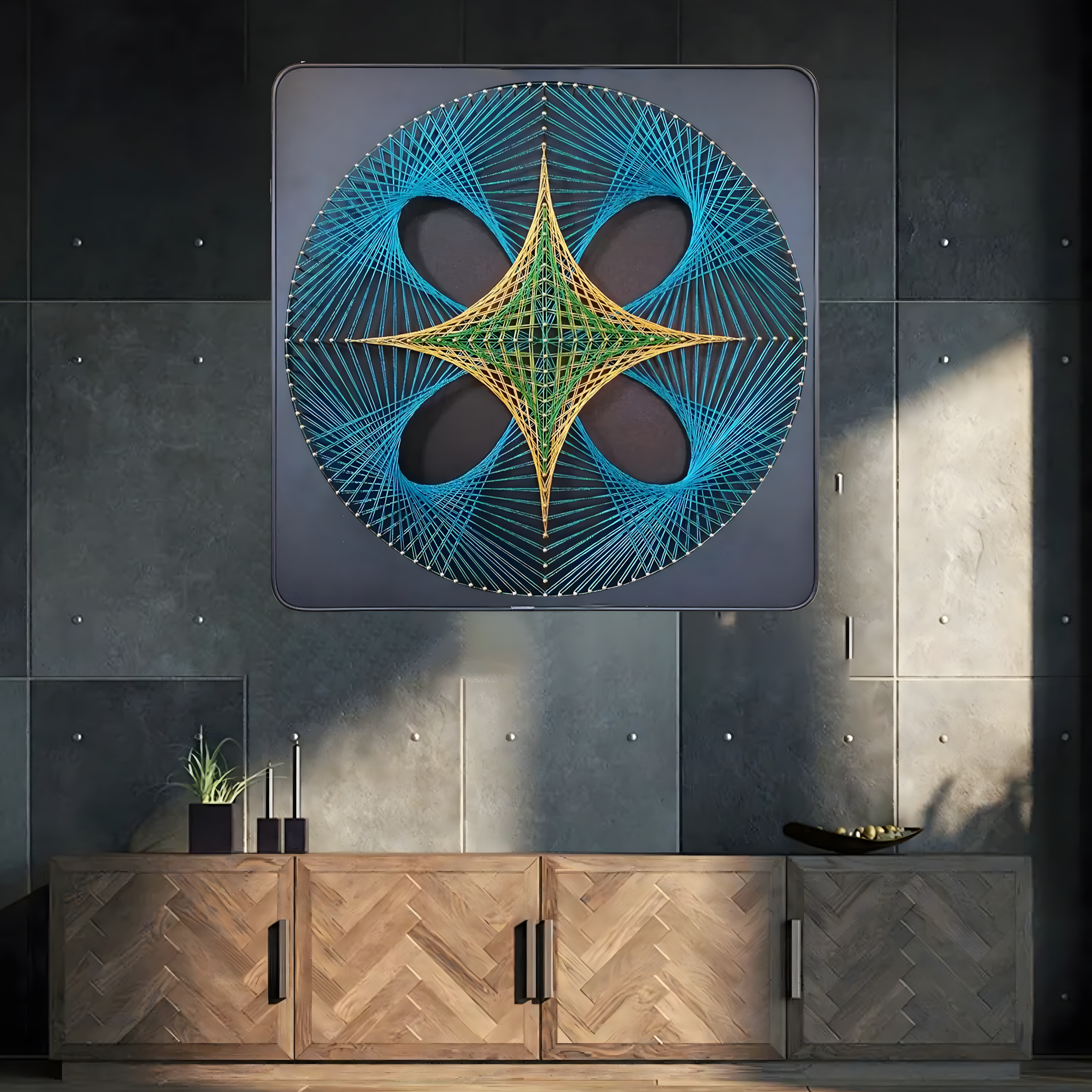 Loominguline komplekt niidikunsti põimimiseks, niidipildi raam 40x40 cm