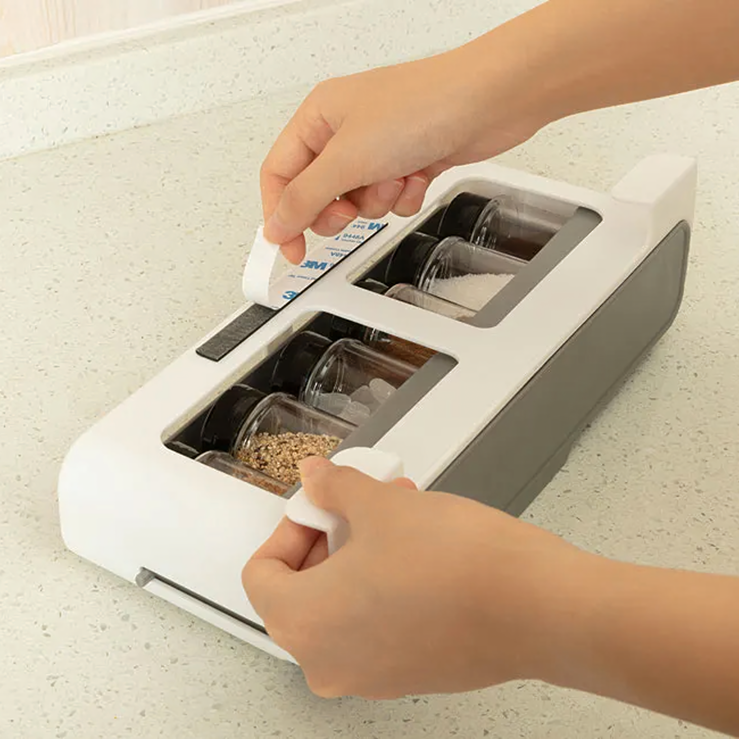 Drawer Organizer Shelf Suspended Spice Rack 6 Jars