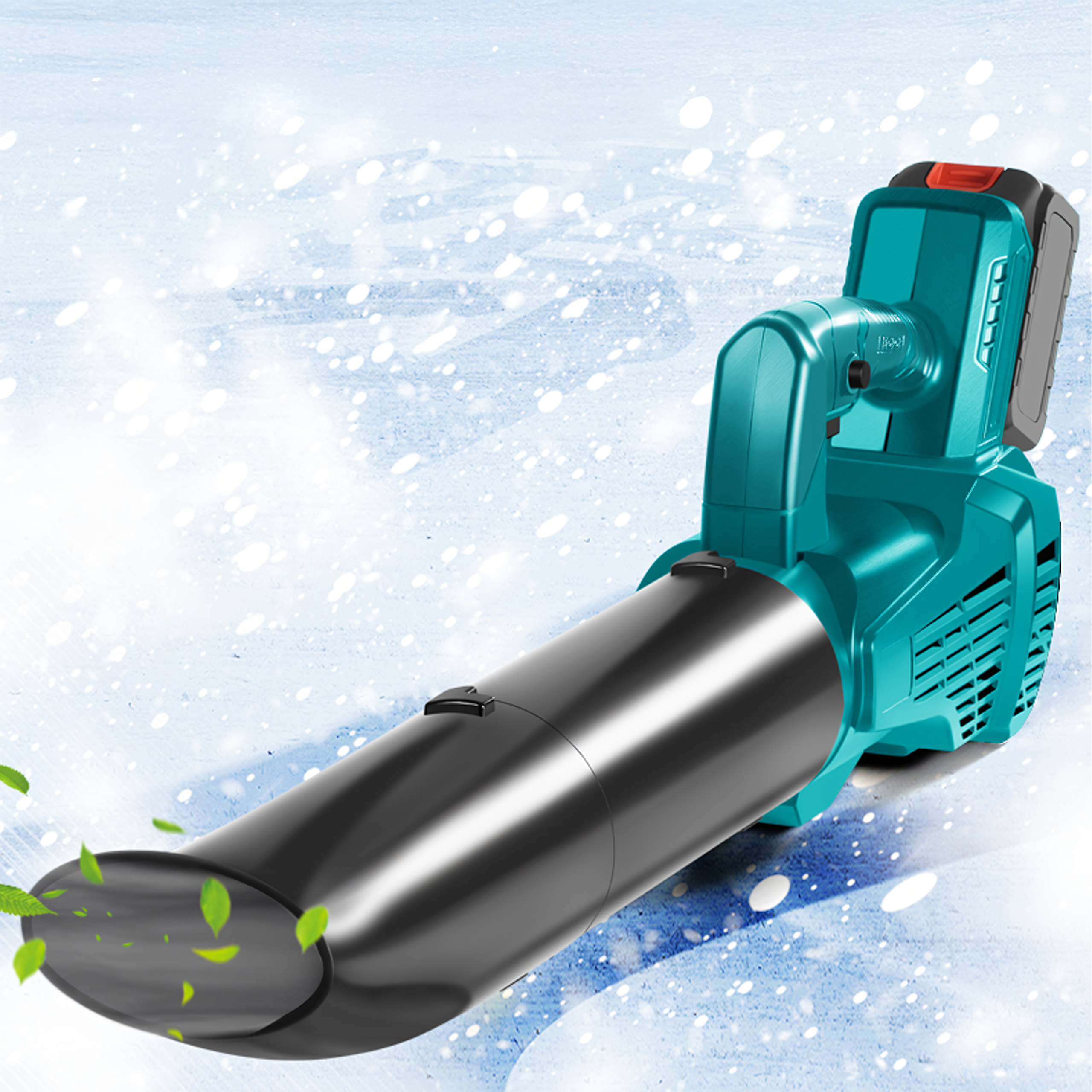 Võimas juhtmevaba lehepuhur aia ja lume kuivatamiseks, 2 akuga 2x