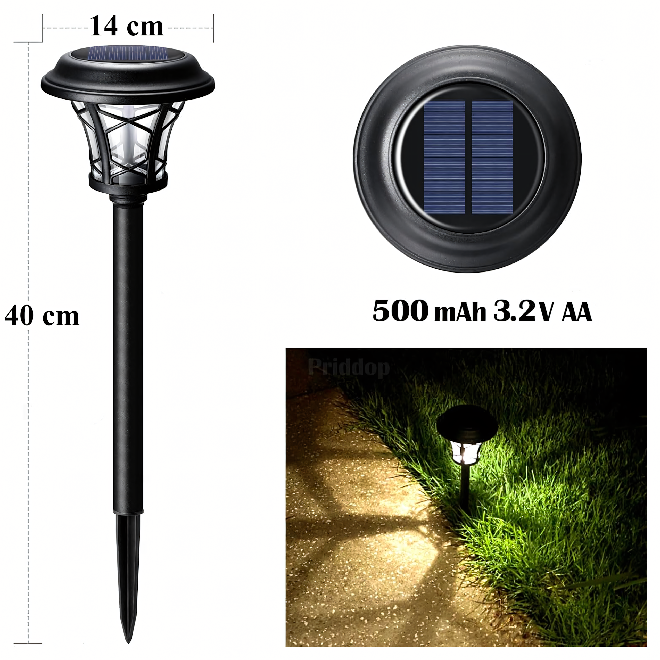 Set of 8 Waterproof Solar Garden Spike Lights 40cm 8 pcs