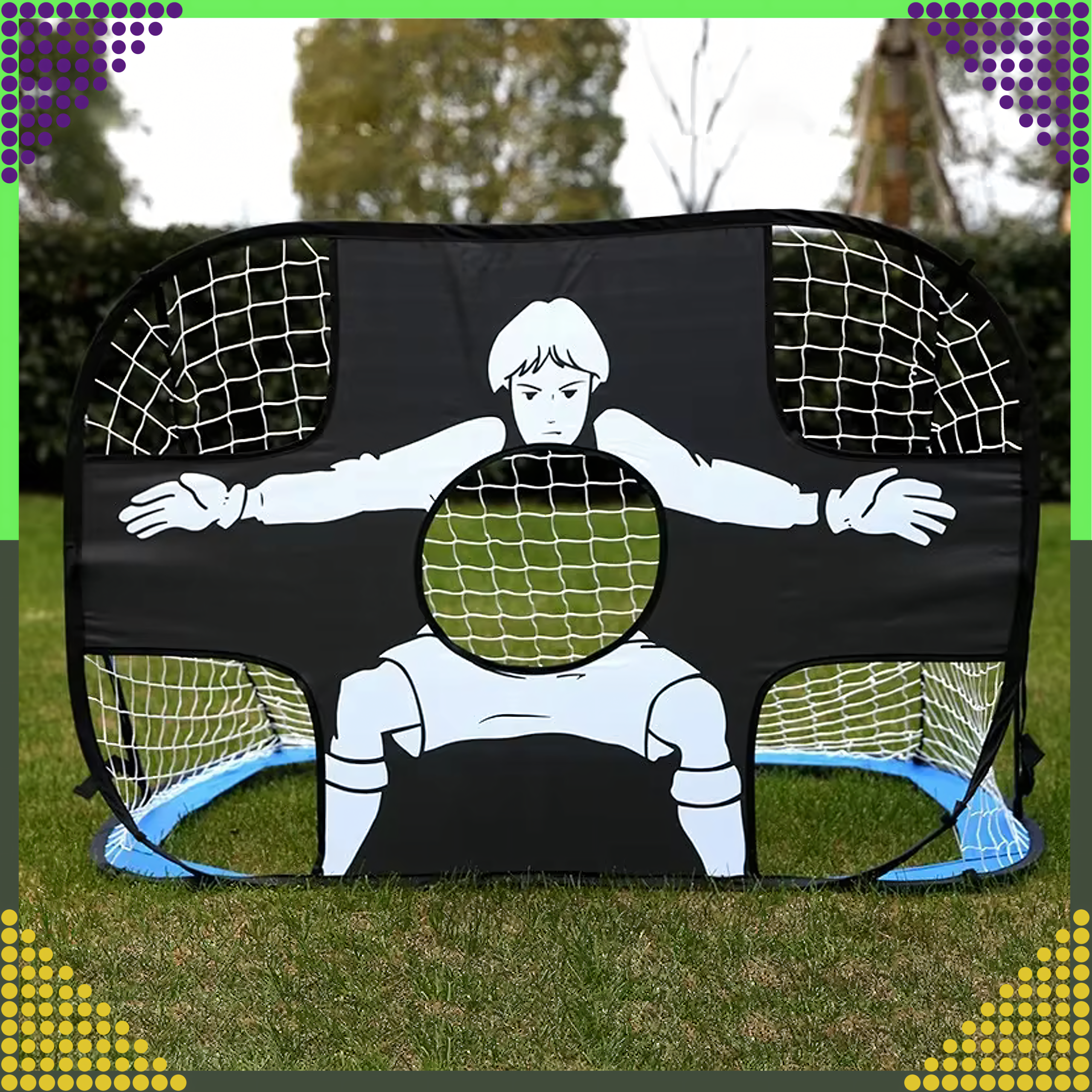 2-ühes kokkupandav jalgpallitreeningu värav sihtmatiga