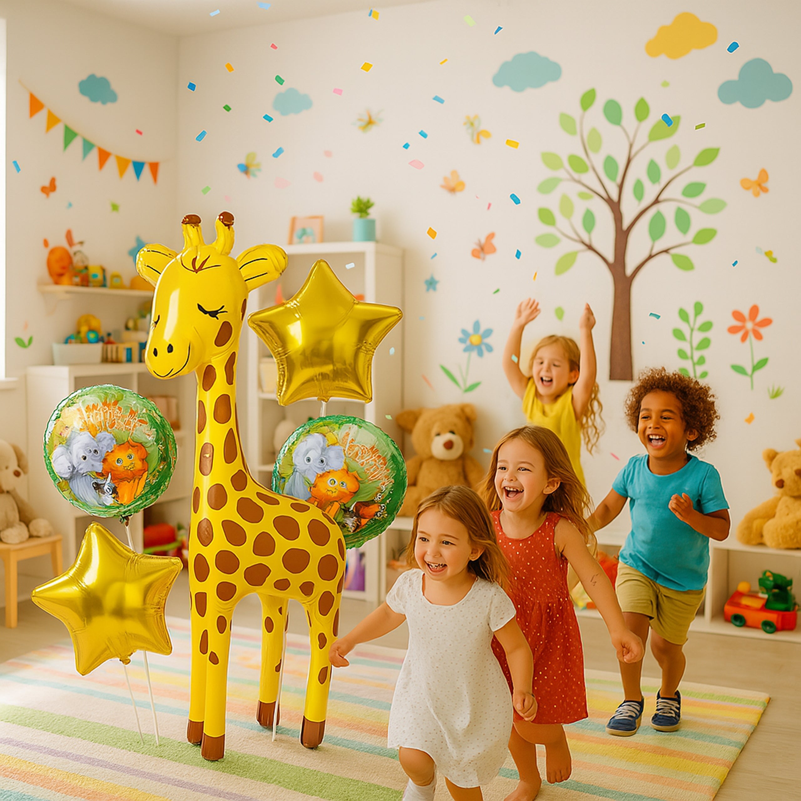 Sünnipäevalõhupallide komplekt Giraffe Animals sünnipäevapeoks 5 tk