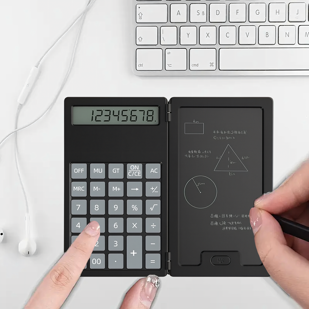 2in1 teaduslik kooli ja kontori kalkulaator koos märkmiku, puutepliiatsi ja märkmepaberiga