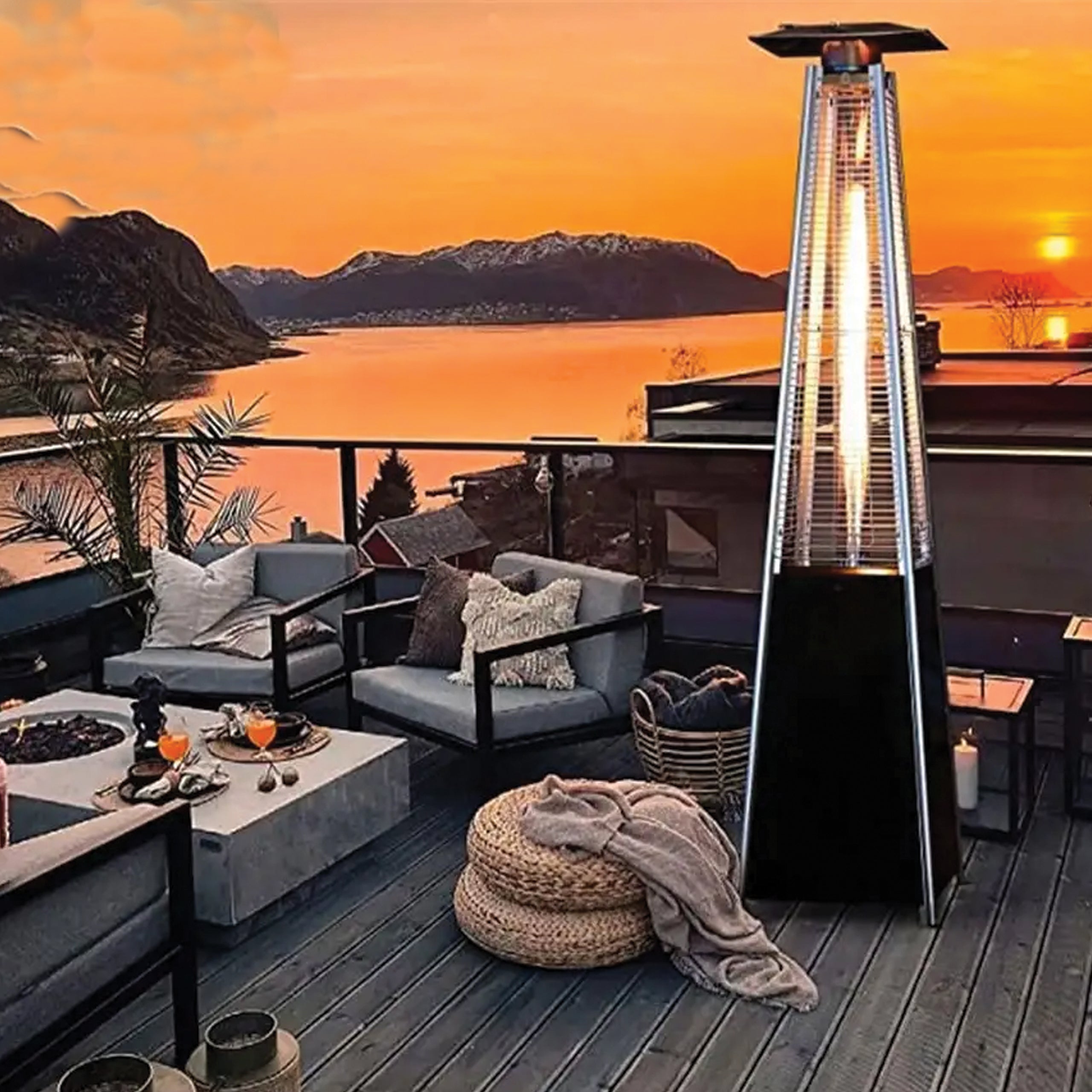 11x Heating Umbrella Gas Radiant Heater 13 KW 227cm Set with Cover