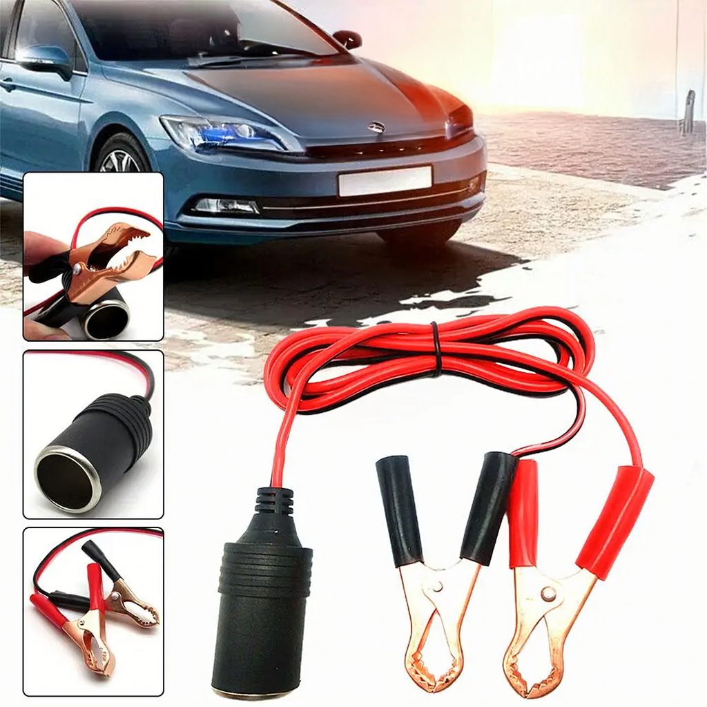 Adapter sigaretisüütaja pesaga krokodillklambritega väljund 12V 24V